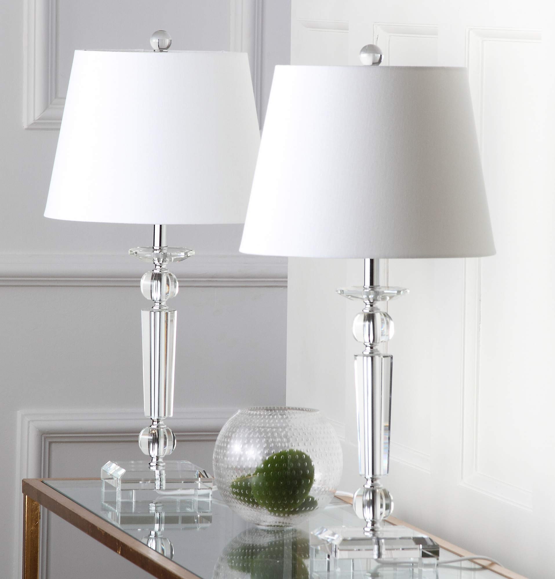 SAFAVIEH Imogene Crystal 23-Inch Table Lamp Set of 2 with LED Bulbs - Elegant Bedroom, Living Room & Home Office Lighting for Nightstands, Desks & Side Tables