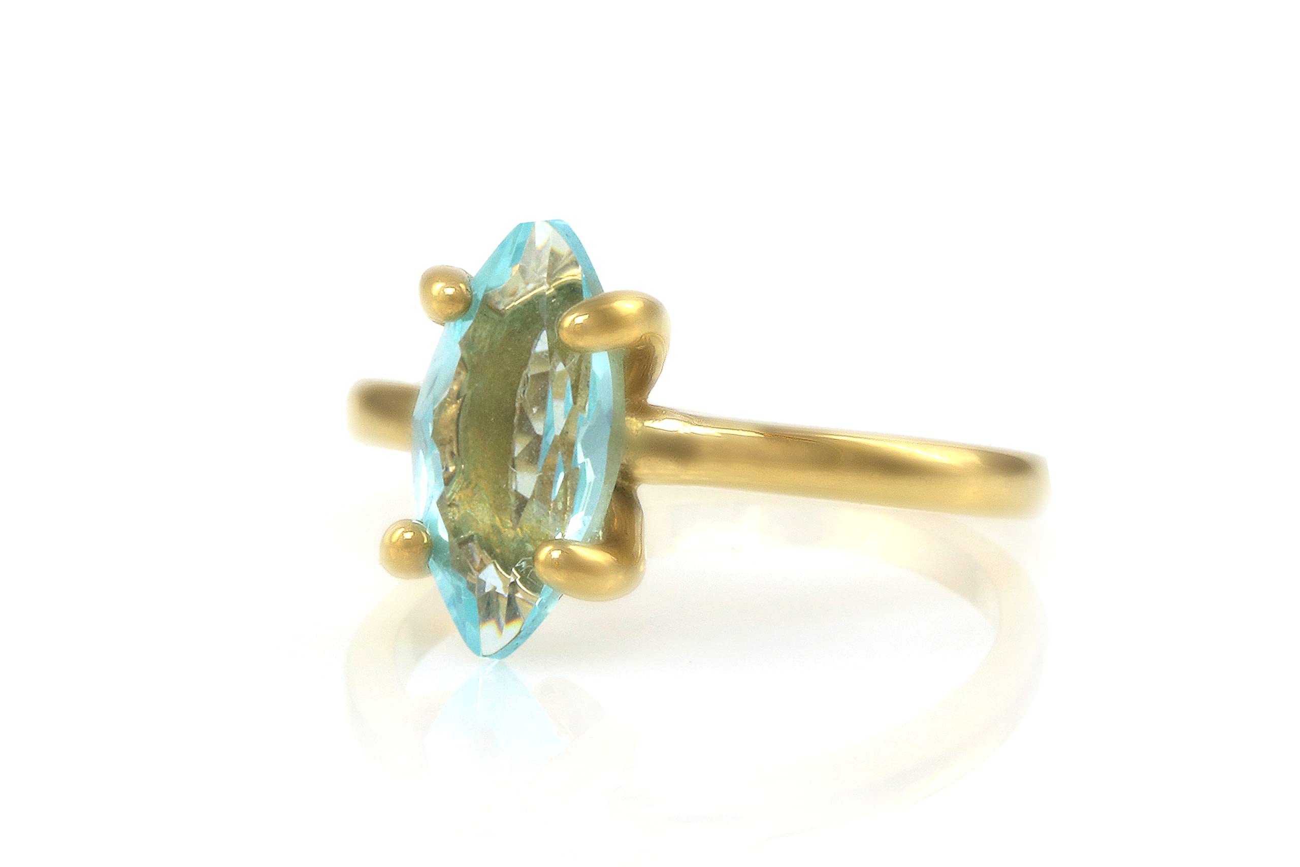 Exquisite 14k Gold Marquise Topaz Rings for Women - Elegant Birthstone Jewelry Gift with Velvet Jewelry Box | Perfect for Anniversaries, Birthdays & Special Occasions