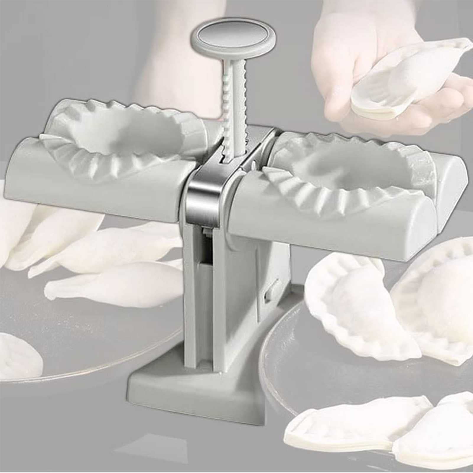 Stainless Steel Double Head Automatic Dumpling Maker - Safe ABS Material, Wrap Two Dumplings at Once, Perfect for Home & Restaurant Kitchen Use - Ideal for Making Dumplings, Wontons, and Pastries Quickly