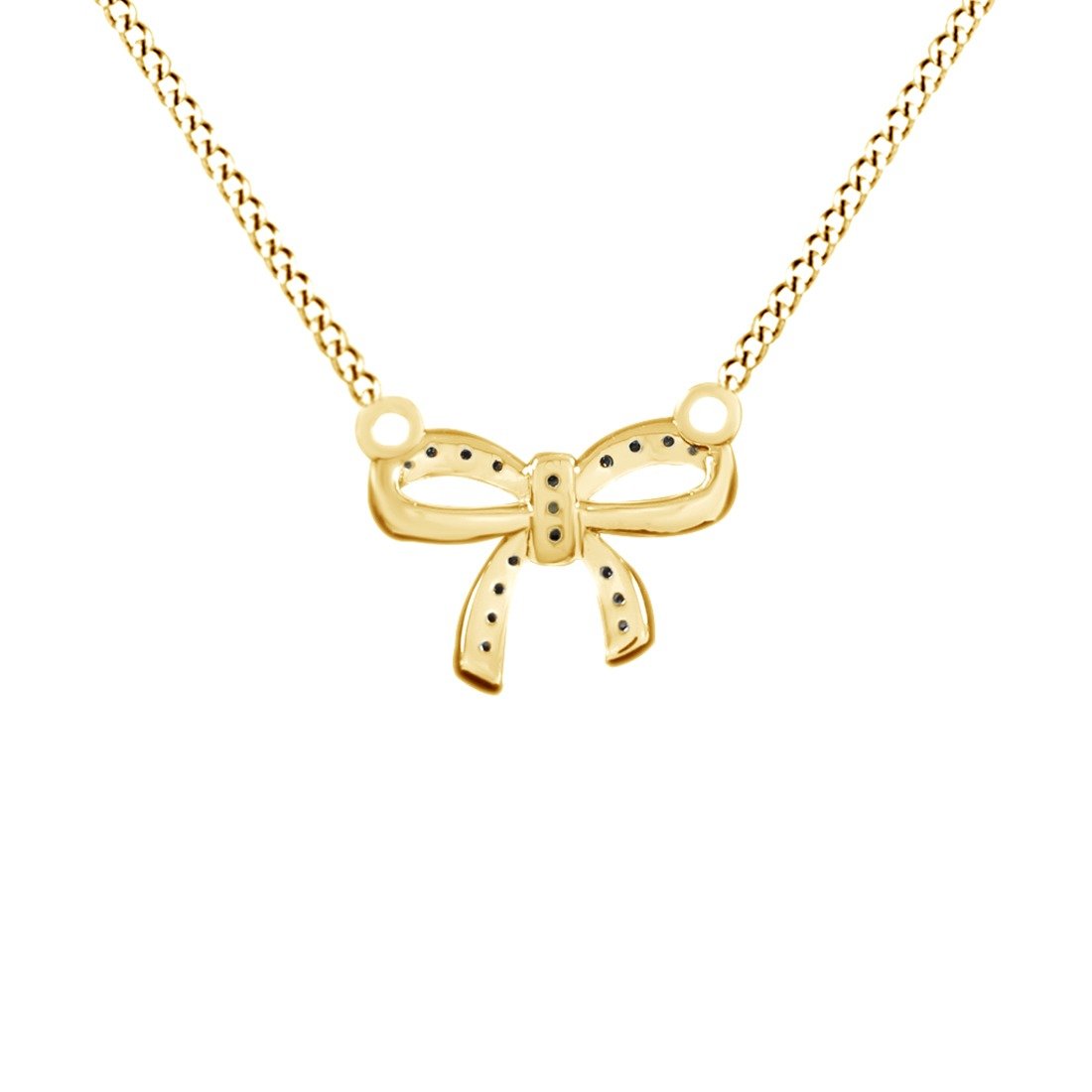 Natural Diamond Accent 14K Gold Over Sterling Silver Bow Pendant Necklace for Women - Elegant Gift for Anniversary, Valentine's Day & Special Occasions