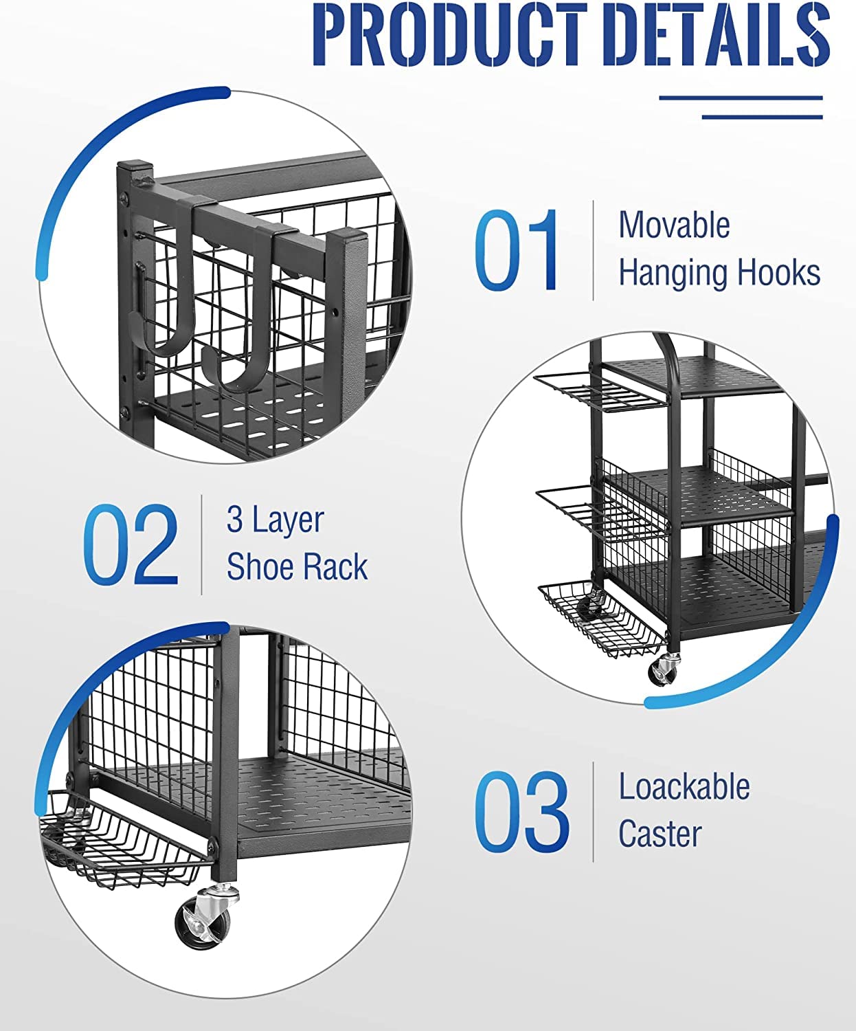 Mythinglogic Golf Bag Storage Stand - 2 Golf Bags Holder with 4 Removable Hooks & Accessories Organizer - Perfect for Garage, Basement, or Clubhouse Storage - Keep Golf Clubs & Equipment Neatly Displayed
