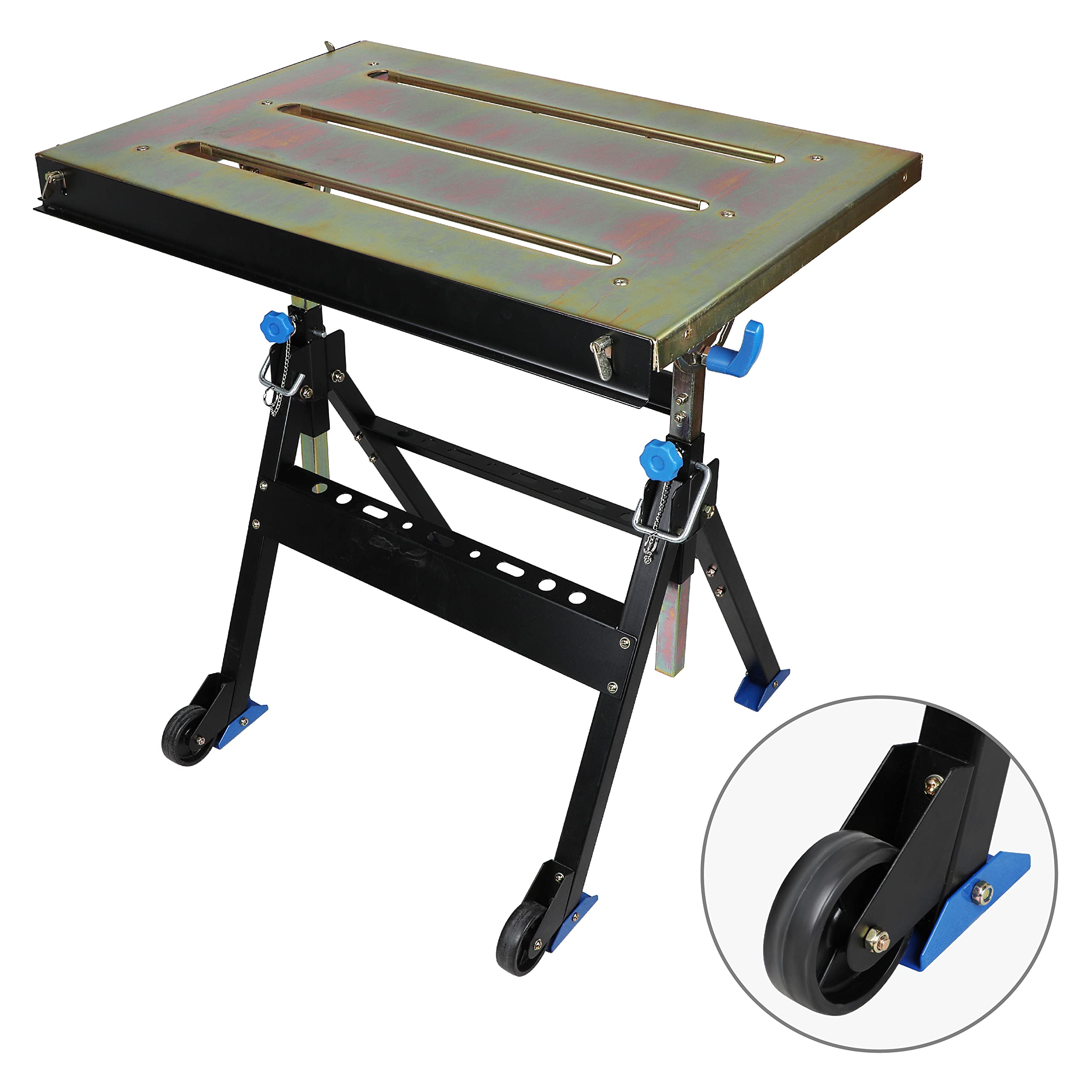 Olympia Tools Adjustable Welding Table with Wheels - Portable Steel Stand Workbench 30