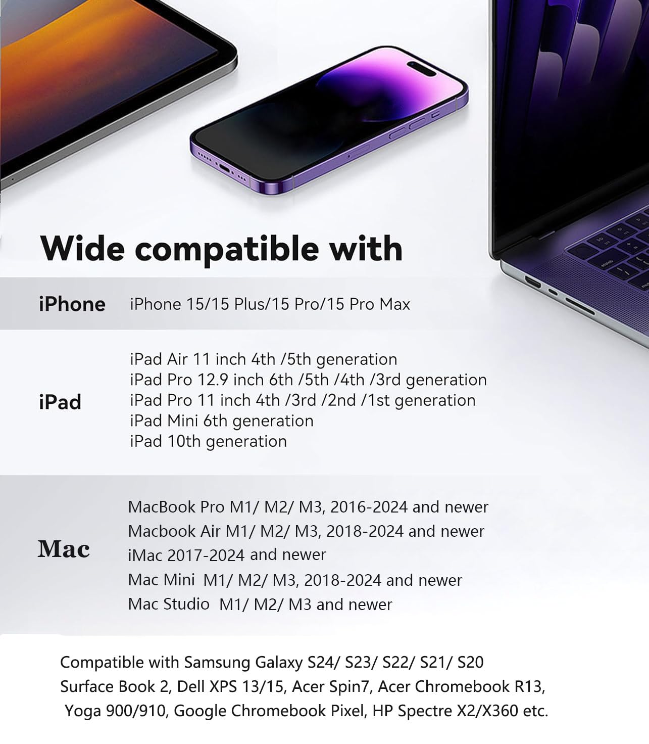 Apple MFi Certified USB-C to HDMI Adapter 4K@60Hz - Compatible with iPhone 16/15, MacBook Pro/Air, iPad Pro & Samsung Galaxy S24 - Digital AV HDMI 2.0 Cable for Home Theater, Office Presentations & Gaming