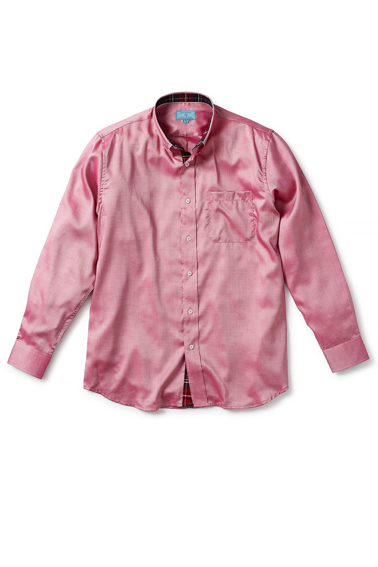 Red Oxford Chase Shirt with Black Stewart Plaid Trim - Stylish Casual Button Down for Men | Perfect for Office, Date Night & Weekend Outings