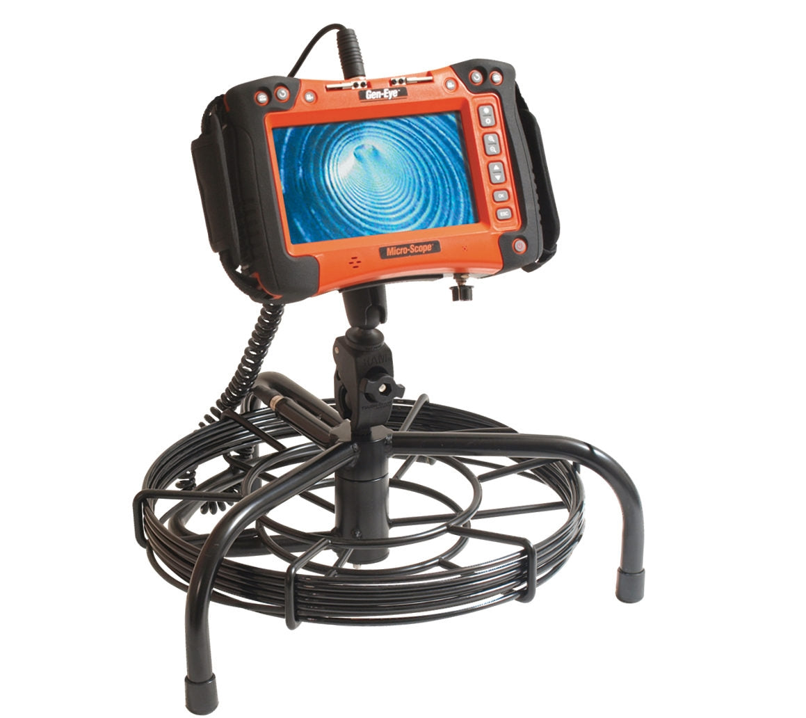 General Pipe Cleaners Gen Eye Micro Scope 2 Color Video Pipe Inspection System with 100ft Micro Push Rod & HD Camera - Professional Drain & Sewer Inspection for Plumbing, HVAC, and Industrial Maintenance