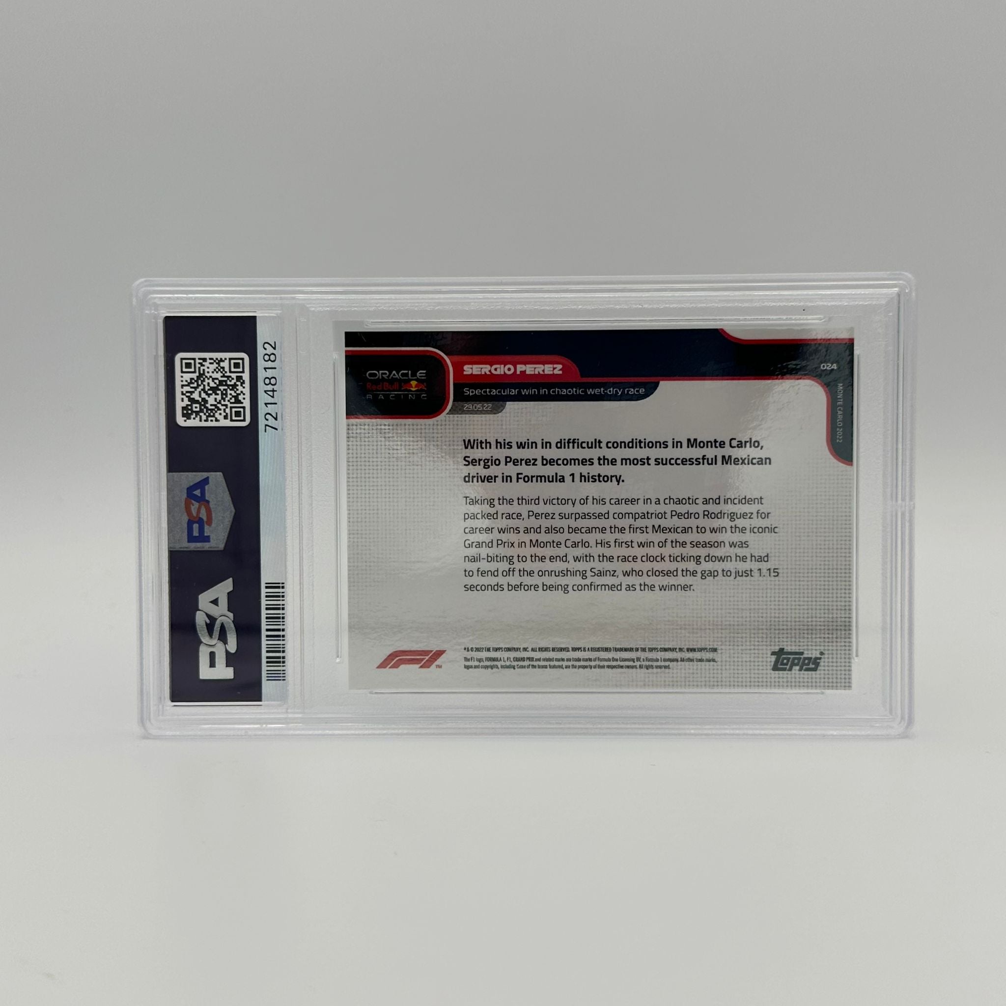 PSA 9 Graded 2020 #24 Sergio Perez F1 Racing Card - Commemorates Spectacular Wet-Dry Race Win | Perfect for F1 Collectors, Sports Memorabilia Fans & Racing Enthusiasts