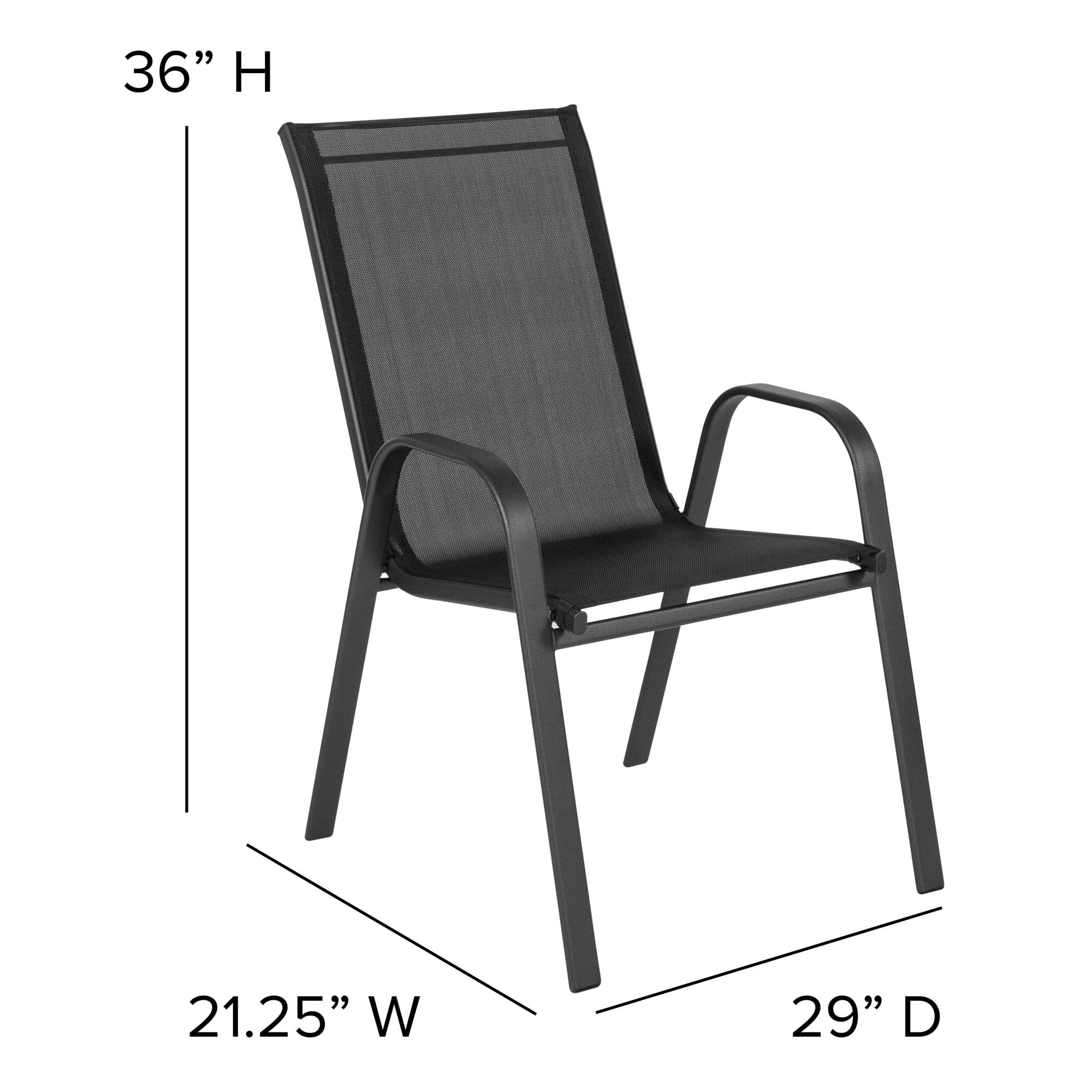 Flash Furniture Brazos 5-Piece Outdoor Patio Dining Set with 4 Black Flex Comfort Stack Chairs & 55