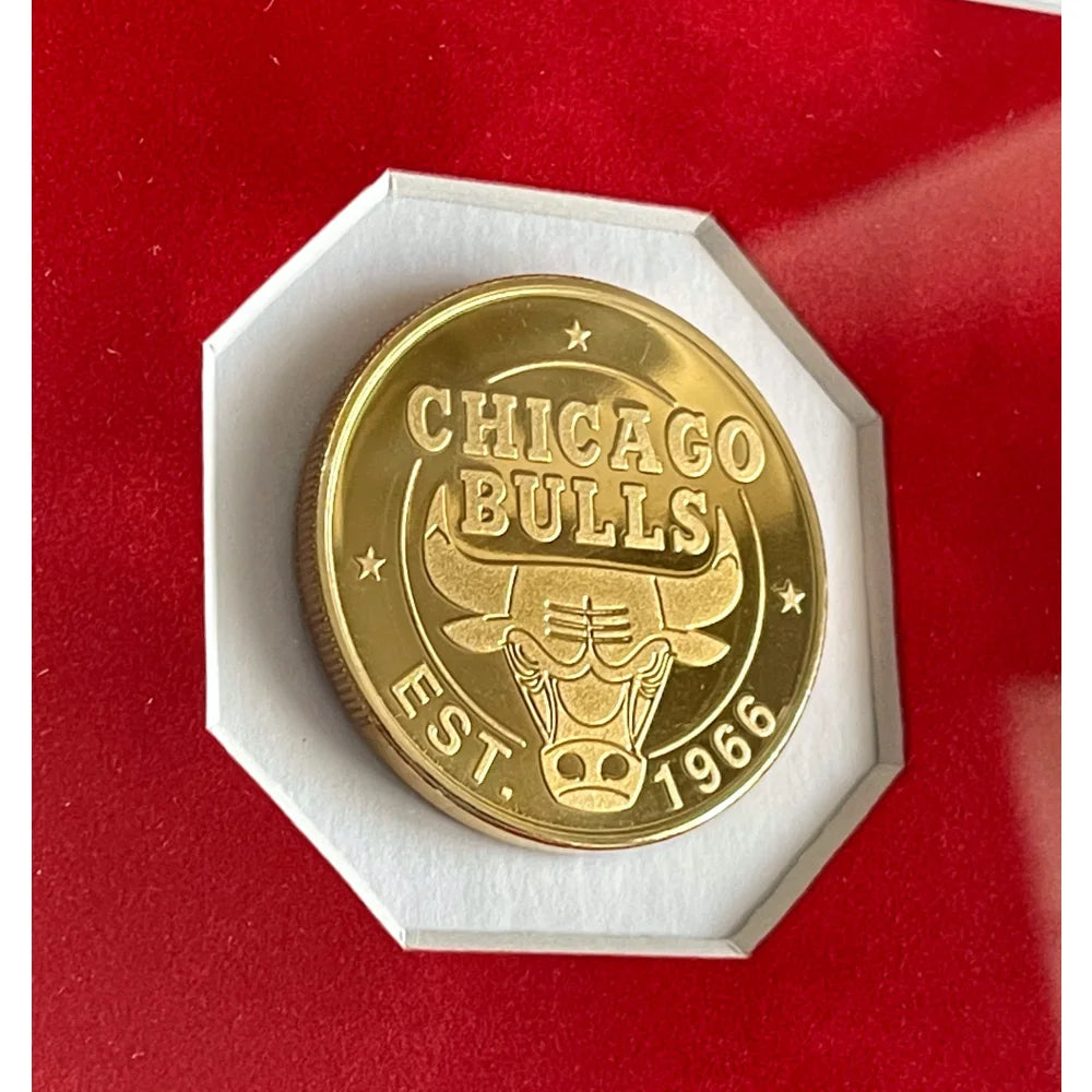 Michael Jordan Chicago Bulls 6x NBA Champion Gold Coin Collage Framed Art - Limited Edition #D/230 - Perfect for Sports Memorabilia Collections & Man Cave Decor