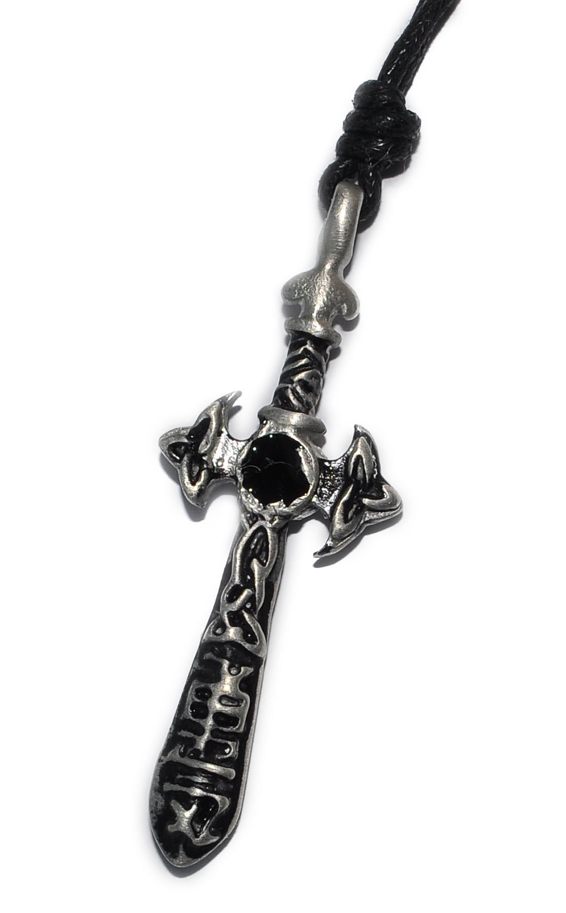 Chinese Word Sword Silver Pewter Charm Necklace Pendant - Elegant Asian-Inspired Jewelry for Women, Men - Perfect for Gifts, Cosplay, and Cultural Events