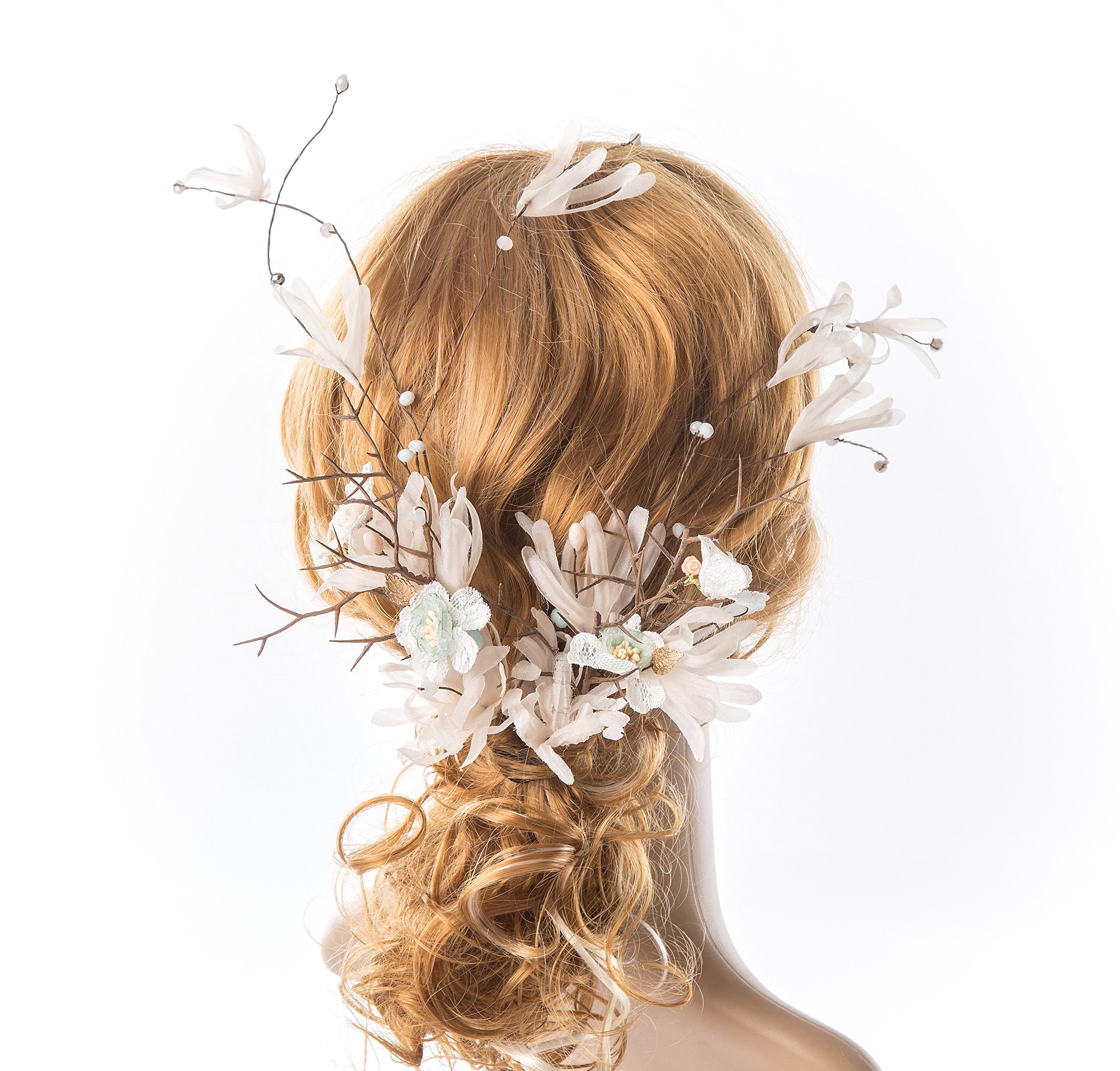 Bridal Hair Vine Headband with Beaded Pearl Wreath for Wedding & Special Occasions