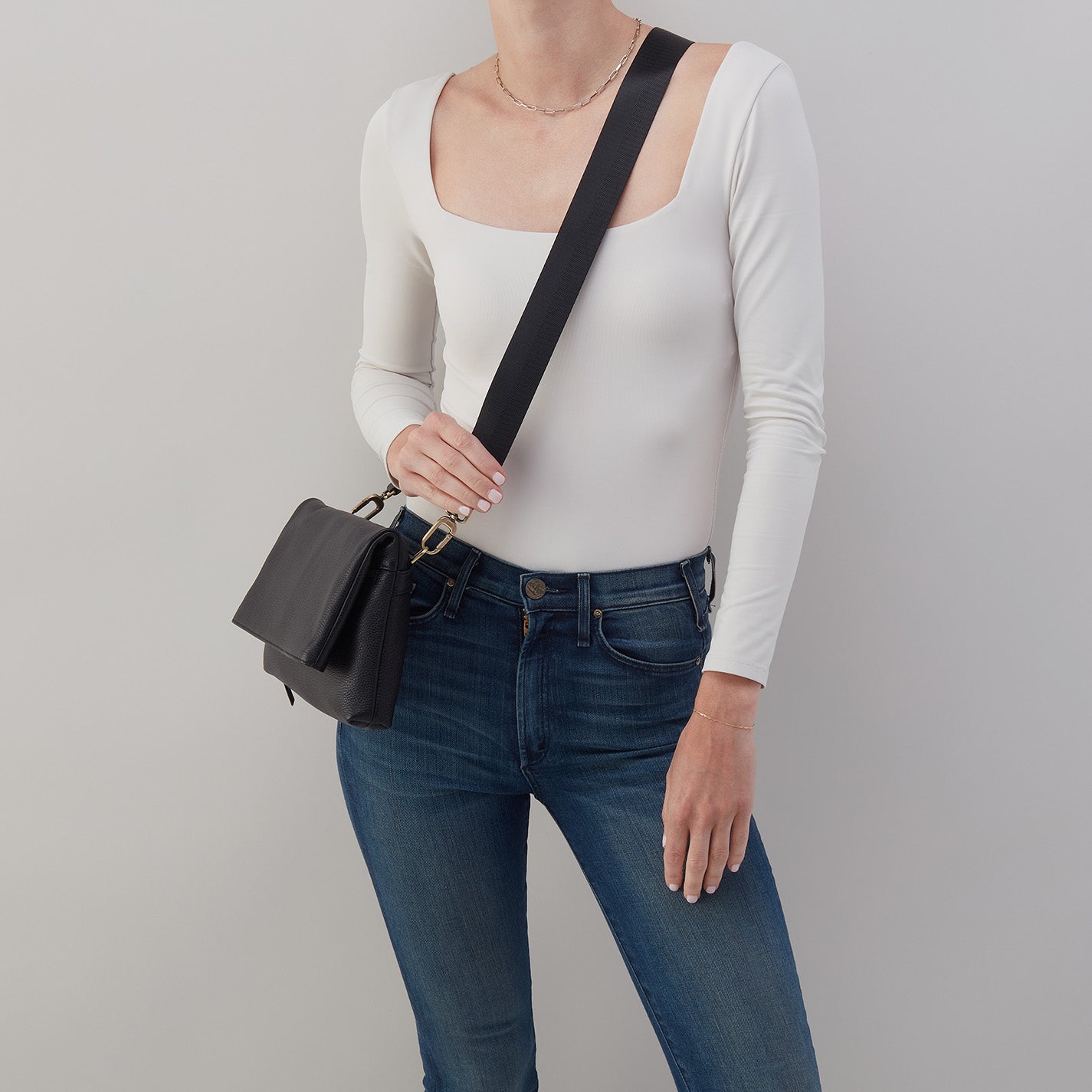 Grant Pebbled Leather Crossbody Bag for Women - Stylish & Durable Black Shoulder Purse for Work, Travel & Everyday Use