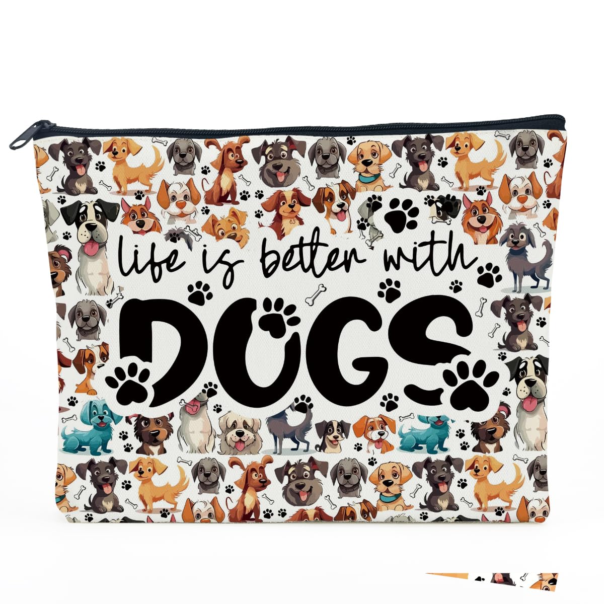 Dog Mom Gifts for Women - Cute Dog Print Cosmetic Makeup Bag | Perfect Gift for Dog Lovers, Mother's Day, Graduation, Birthday | Travel & Daily Use Beauty Organizer