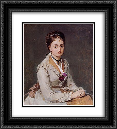 Berthe Morisot Portrait of the Artist's Sister Mme Edma Pontillon 1872-75 - 20x22 Black Ornate Framed Museum Art Print with Double Mat | Classic French Impressionist Painting for Home Decor, Office Wall Art & Gift
