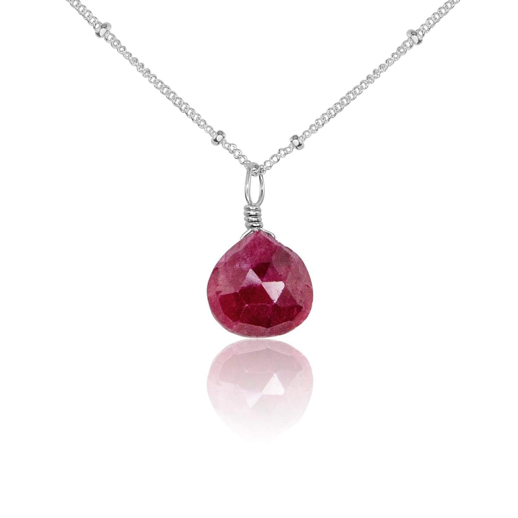 Elegant Tiny Ruby Teardrop Crystal Pendant Necklace - Perfect for Valentine's Day Gifts, Anniversary Presents & Special Occasions