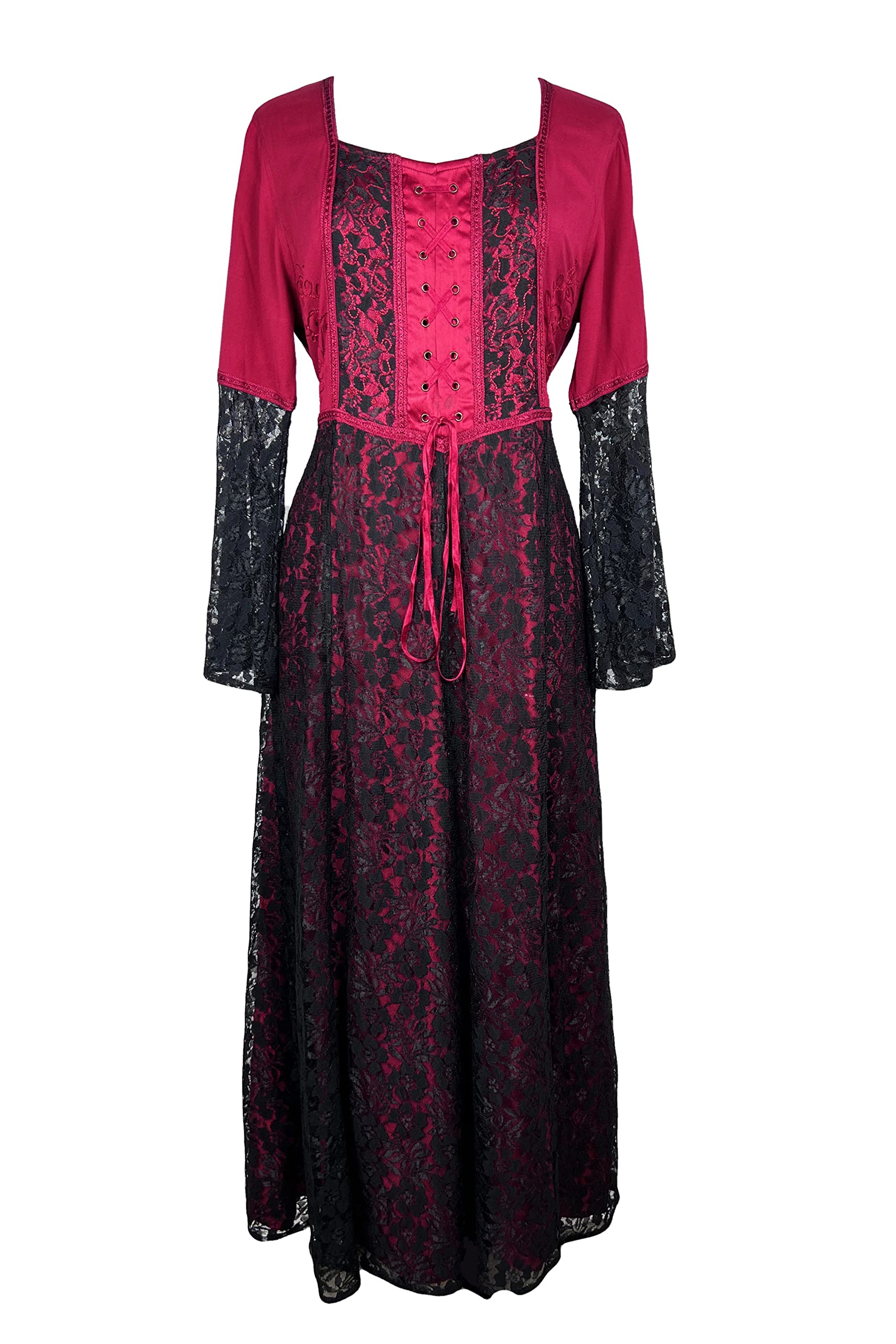 Agan Traders Women's 2025 Spring Long Bohemian Evening Dress with Lace Corset - Renaissance Inspired Gown for Formal Parties, Weddings & Special Occasions