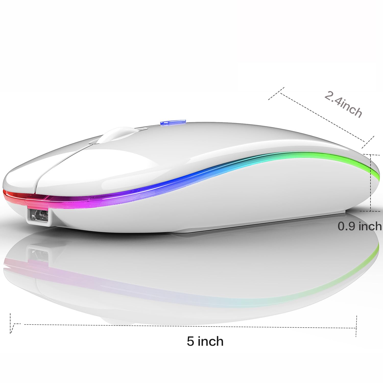 Wireless Bluetooth Mouse for Laptop, MacBook, iPad, PC - Compatible with MacBook Air/Pro, Windows, Chromebook & Desktop Computers (White) - Perfect for Office, Home & Travel Use