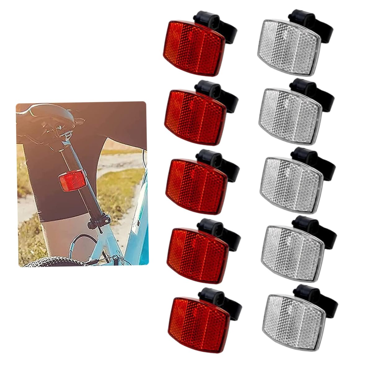 10PCS Bike Reflectors - Front & Rear Bicycle Safety Lights for Handlebar & Saddle | High Visibility Cycling Accessories for Night Riding & Commuting