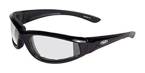Global Vision Eyewear Hawkeye-24 Padded Riding Glasses - Dual Color Frames & Photochromic Lenses (Clear to Smoke) for Motorcycle, Cycling & Outdoor Sports Protection