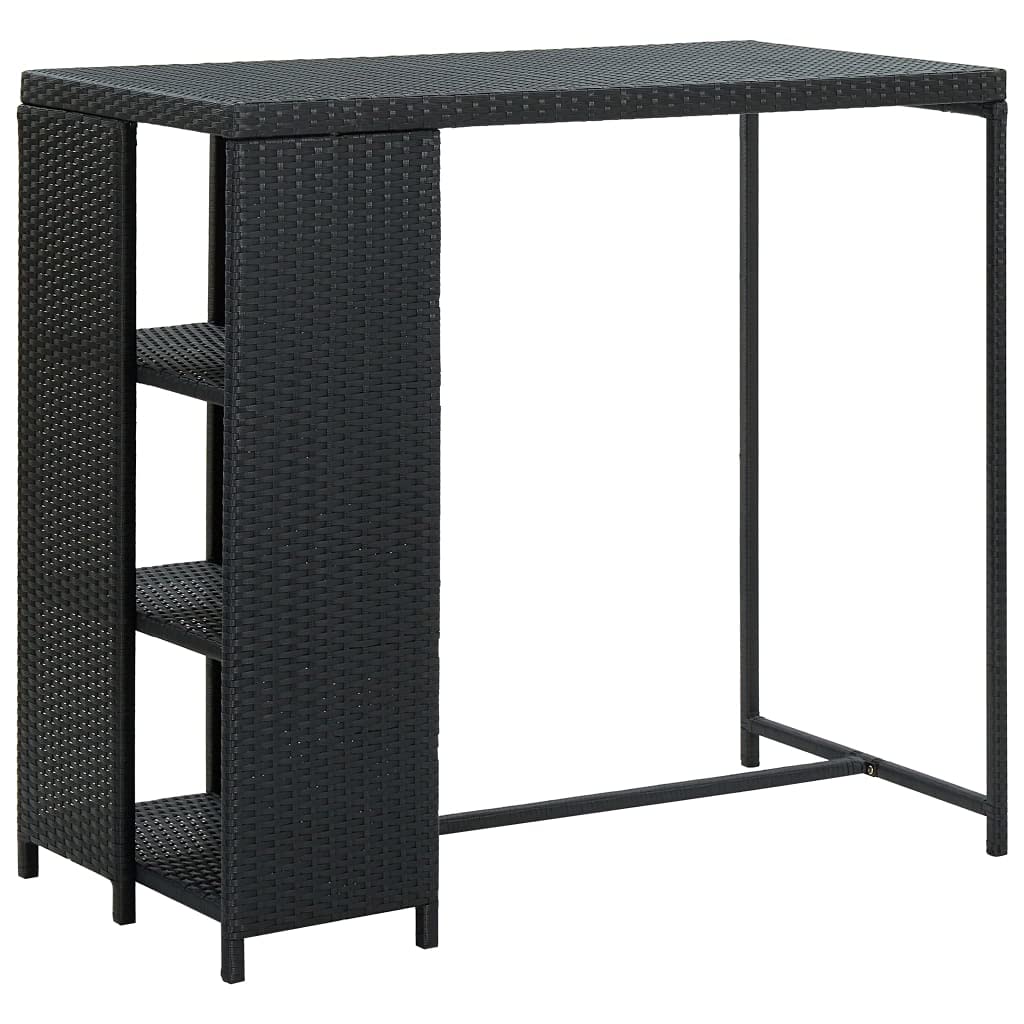 Bar Height Pub Table with Storage Rack - 36 Inch Round Poly Rattan Bistro Table for Kitchen, Dining Room, Bars & Cafes - Perfect for Small Space Dining, Entertaining Guests & Outdoor Patio Use