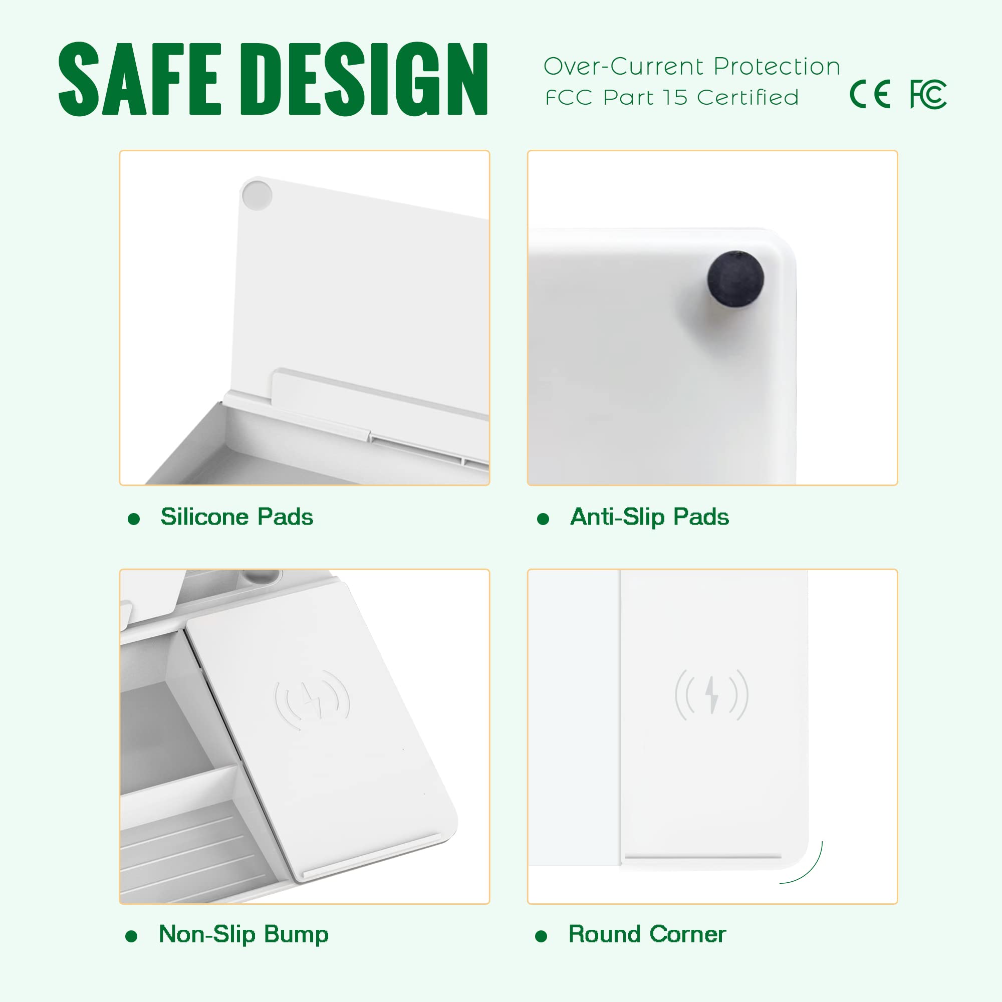 SELEAD Glass Whiteboard with Wireless Charger - 18x12 Inch Desktop Dry Erase Board, Computer Keyboard Stand with Organizer Drawer for Home Office, School & Workspace - Perfect for Meetings, Notes & Device Charging (White)