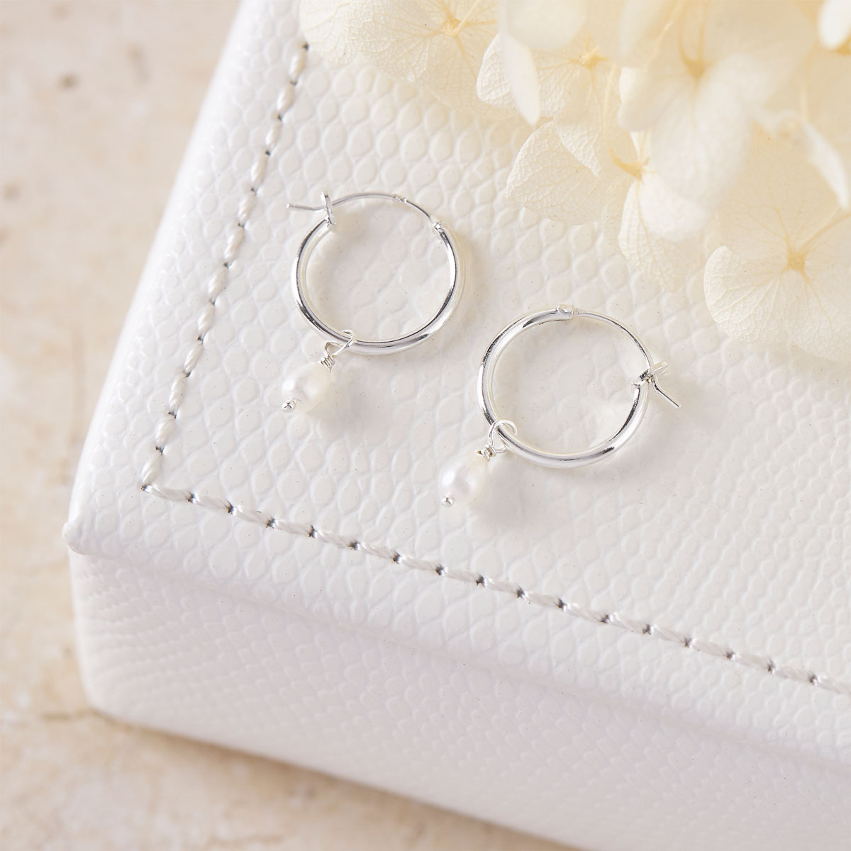 Elegant Pearl Hoop Earrings for Women - 14K Gold Plated Dainty Pearl Stud Earrings - Perfect for Weddings, Parties & Everyday Wear
