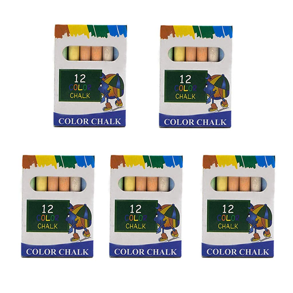 TWIFER Washable Sidewalk Chalk for Kids - 60 Piece Colorful Outdoor Chalk Set (5 Pack) - Non-Toxic DIY Drawing Chalk for Children, Family Fun, Driveway Art & Playground Activities