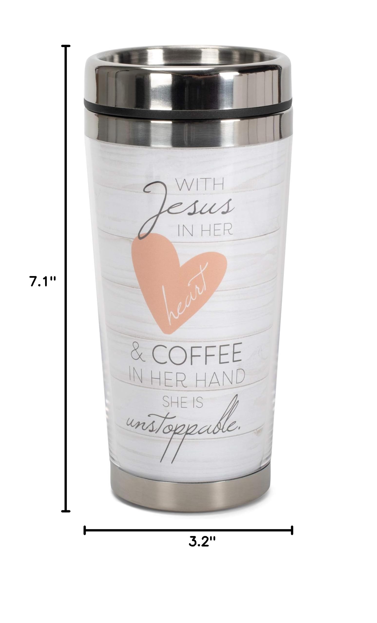 Jesus and Coffee She is Unstoppable 16oz Stainless Steel Travel Tumbler - Insulated Mug for Hot & Cold Drinks - Perfect for Church, Work, Gym & Outdoor Activities
