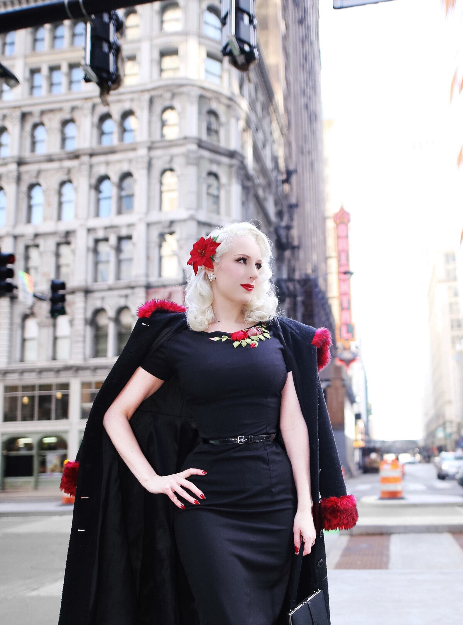 Custom Made Floral Embroidered Little Black Dress (LBD) - Perfect for Cocktail Parties, Date Nights & Special Occasions