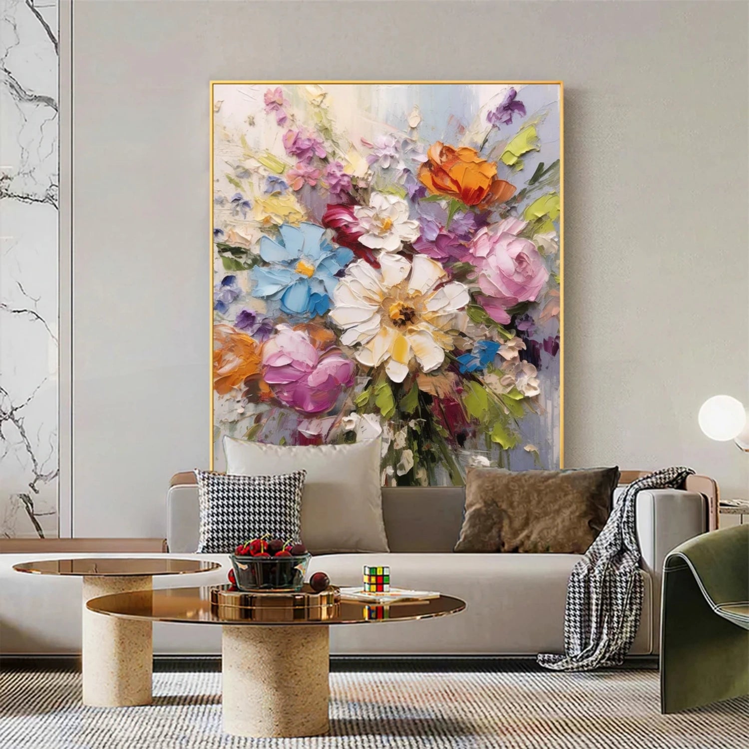 Floral and Tree Landscape Painting #FT185 - Handmade Canvas Art for Home Decor, Living Room, Bedroom & Office Wall