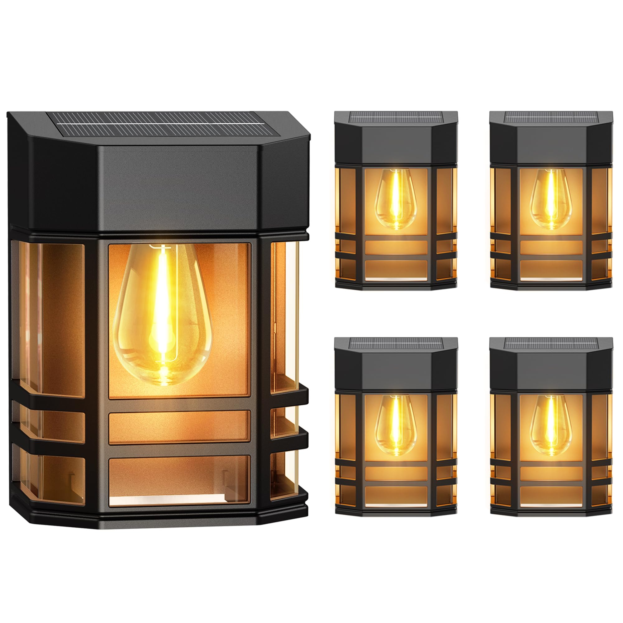 Eyrosa 4 Pack Solar Fence Lights - Waterproof Outdoor Solar Deck Lights for Post, Wall, Patio, Porch, Yard & Garden Decor - Perfect for Pathway Lighting & Landscape Illumination