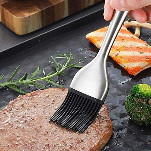Stainless Steel Basting Brush for BBQ, Baking & Cooking - 12 Inch with Silicone Head (Red) - Perfect for Sauces & Grilling