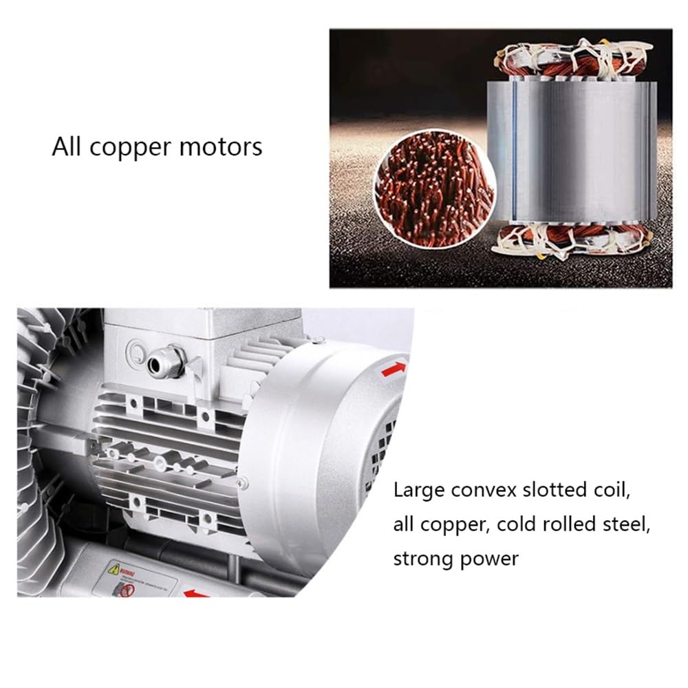 110V 50Hz Regenerative Blower for Sewage Aeration - 0.5HP to 1.49HP Aluminum Alloy Centrifugal Blower with Vacuum Pressure - Ideal for Wastewater Treatment, Aquaculture & Industrial Aeration Systems
