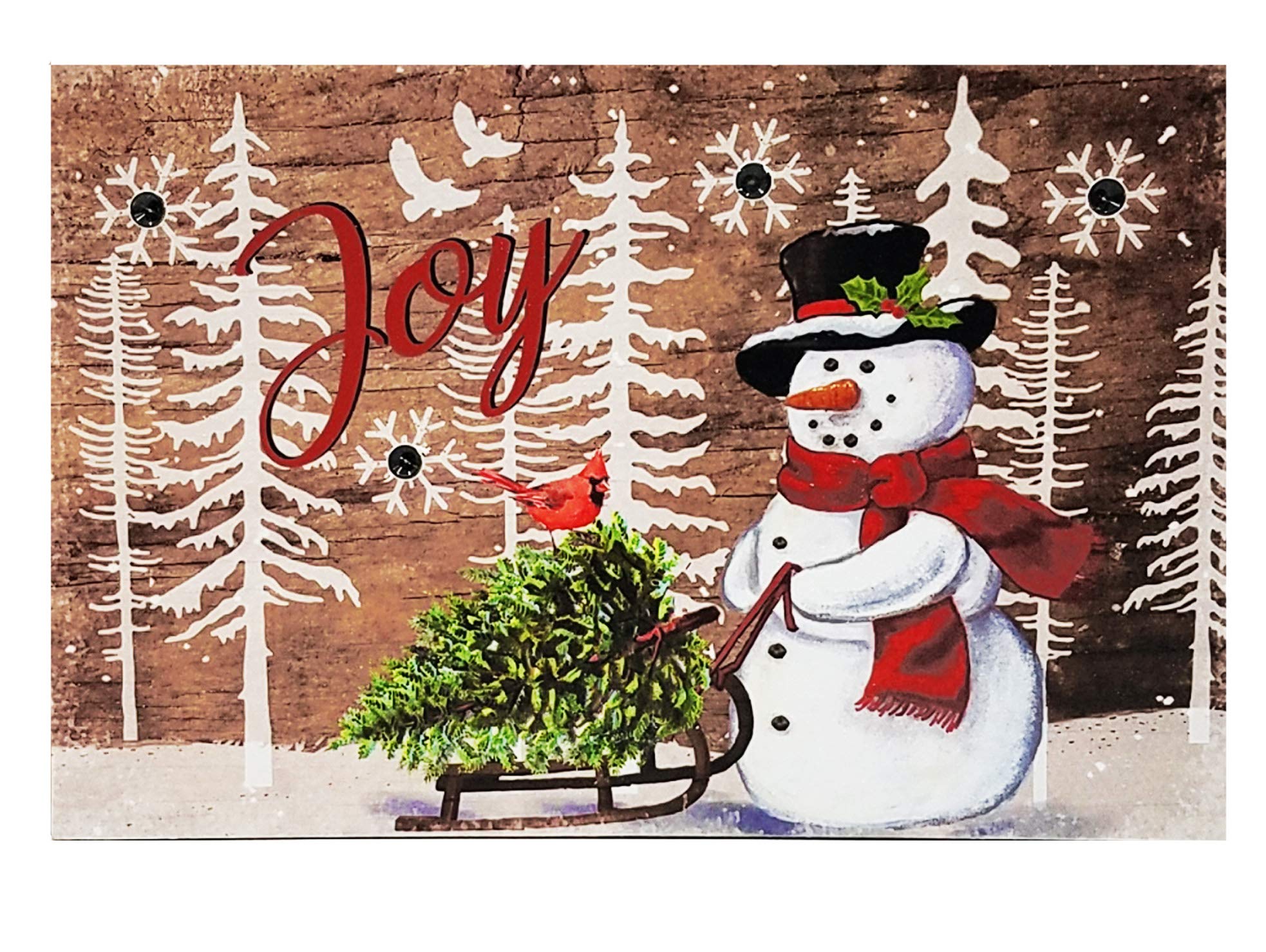 SeasonsEasy LED Lighted Snowflakes Snowman Sleds Wooden Block Plaques with Auto Timer - Set of 3 Christmas Decorations for Home, Yard, and Holiday Party Decor