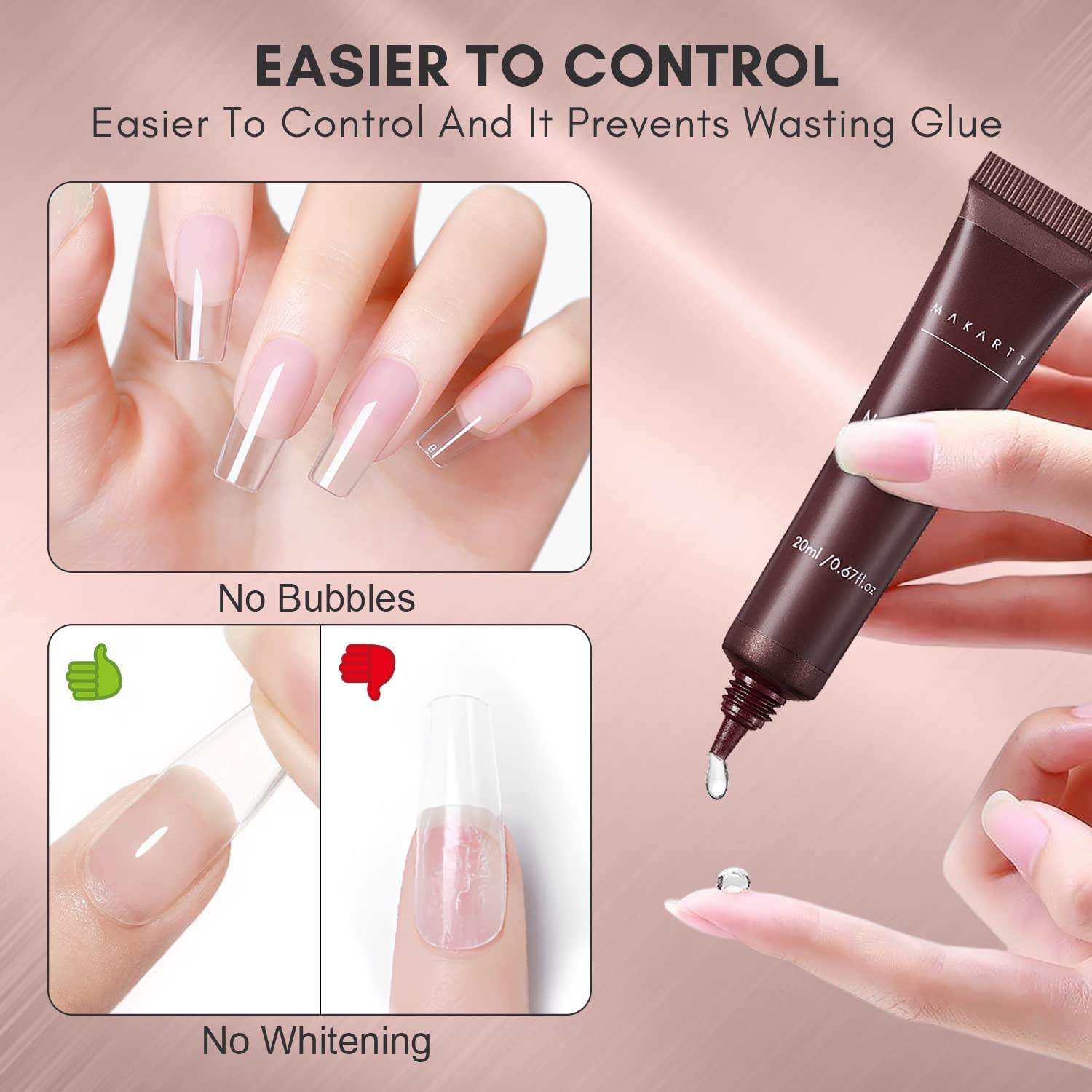 NAILWIND Professional Gel Nail Glue - 20ML Strong Adhesive for Soft Gel Nail Tips & Rhinestones | Requires UV/LED Nail Lamp | Perfect for Salon, DIY Manicures & Nail Art Designs