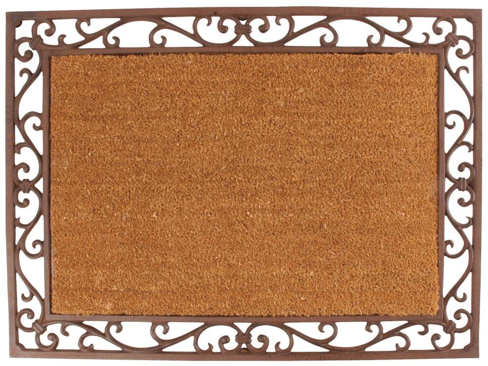 Esschert Design LH48 Heavy Duty Cast Iron Doormat with Natural Coir Insert - Durable Welcome Mat for Front Door, Porch & Entryway Protection