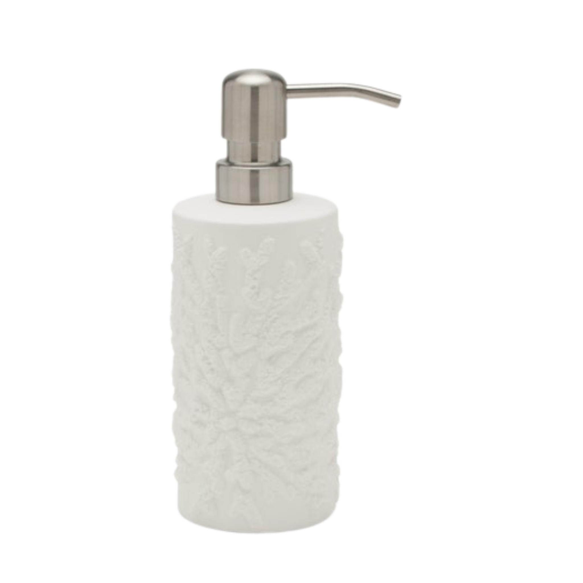 Alanya White Coral Motif Soap Pump Dispenser - Elegant Bathroom Decor for Home, Spa & Hotel Use