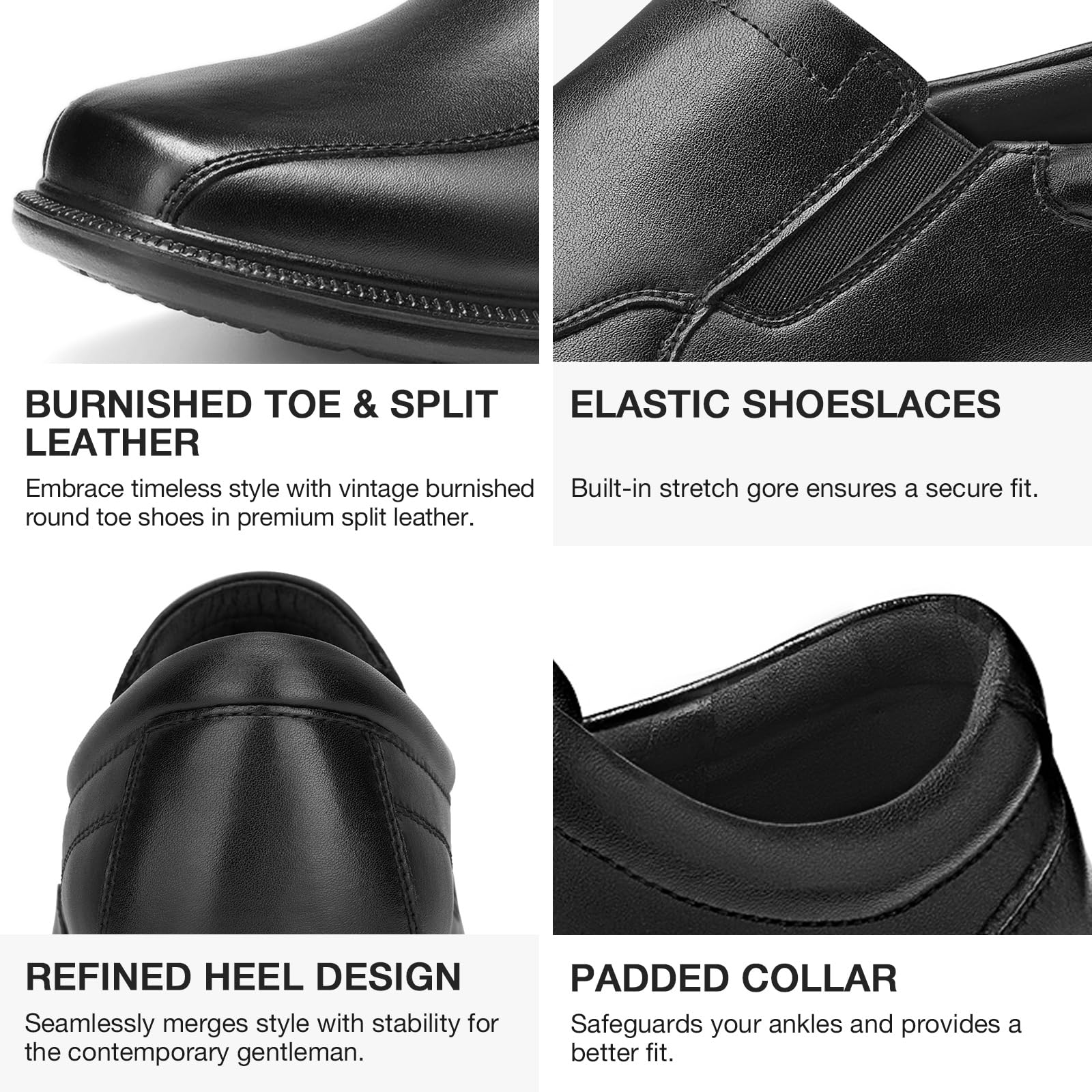HEEZ Men's Loafers - Genuine Split Leather Oxford Dress Shoes for Business & Casual Wear | Comfortable Formal Shoes for Office, Wedding & Daily Use
