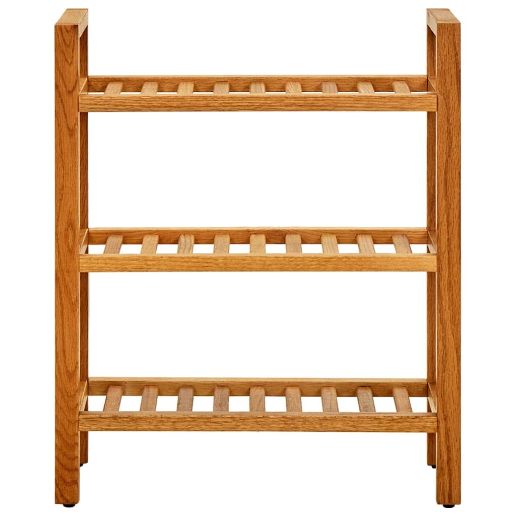 3-Tier Solid Oak Wood Storage Rack for Bathroom, Kitchen, Entryway, Living Room & Bedroom - 19.6