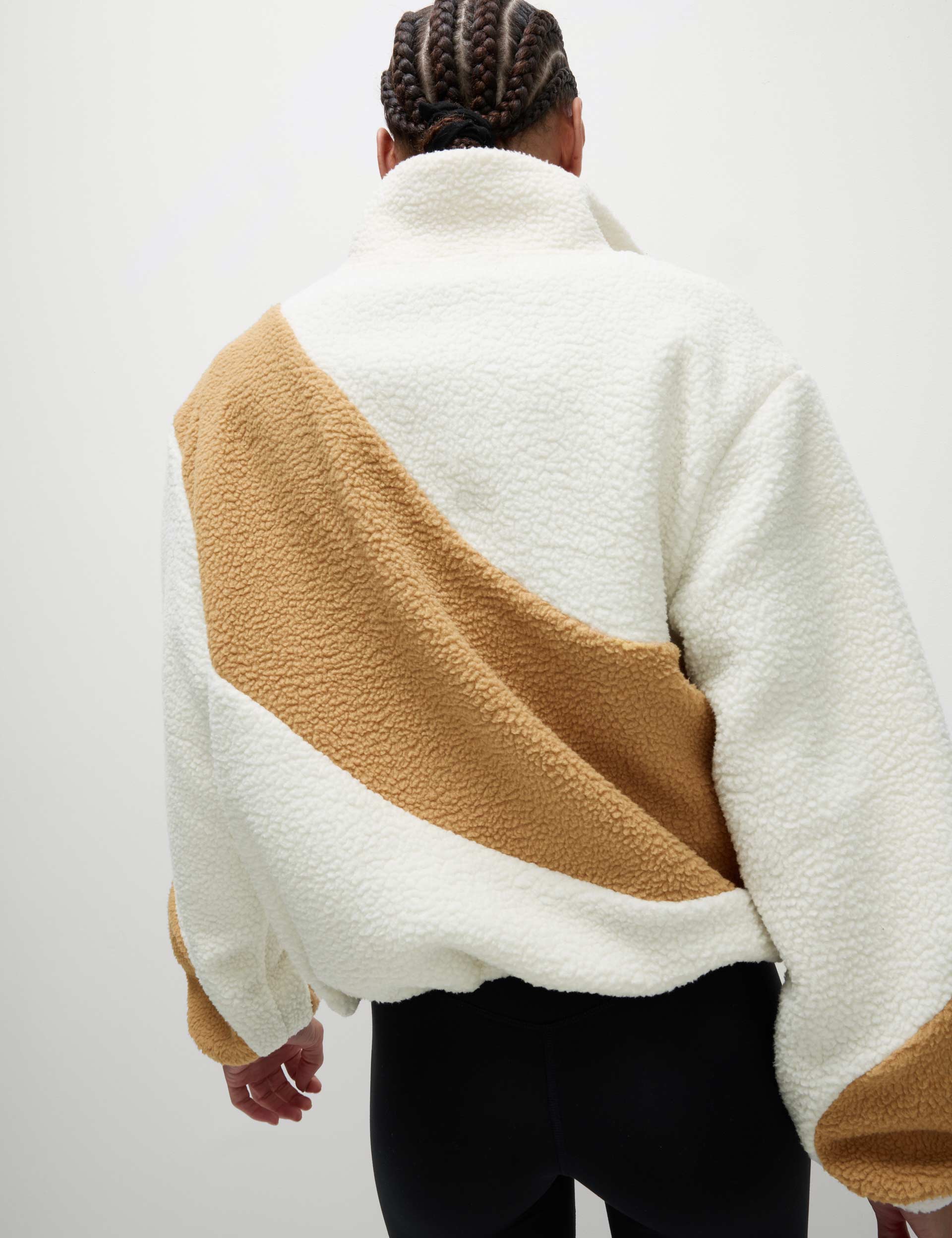 Borg Zip Up Funnel Neck Fleece Jacket - Ivory Winter Warm Pullover for Men & Women | Perfect for Outdoor Activities, Hiking, and Casual Wear