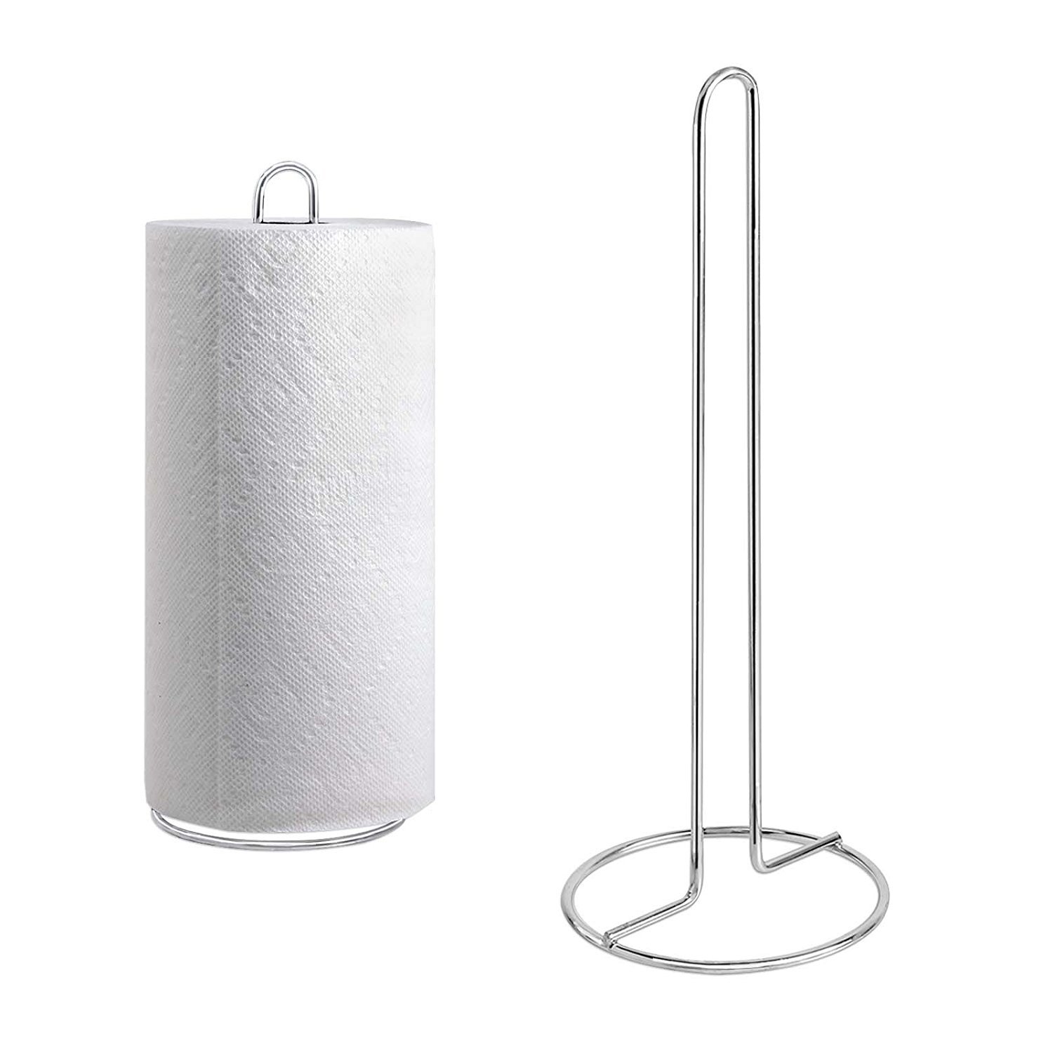 Kitchen Craft II Paper Towel Holder - Stainless Steel, 1-Pack, Silver | Space-Saving Kitchen Organizer for Countertop, Pantry & Office Use