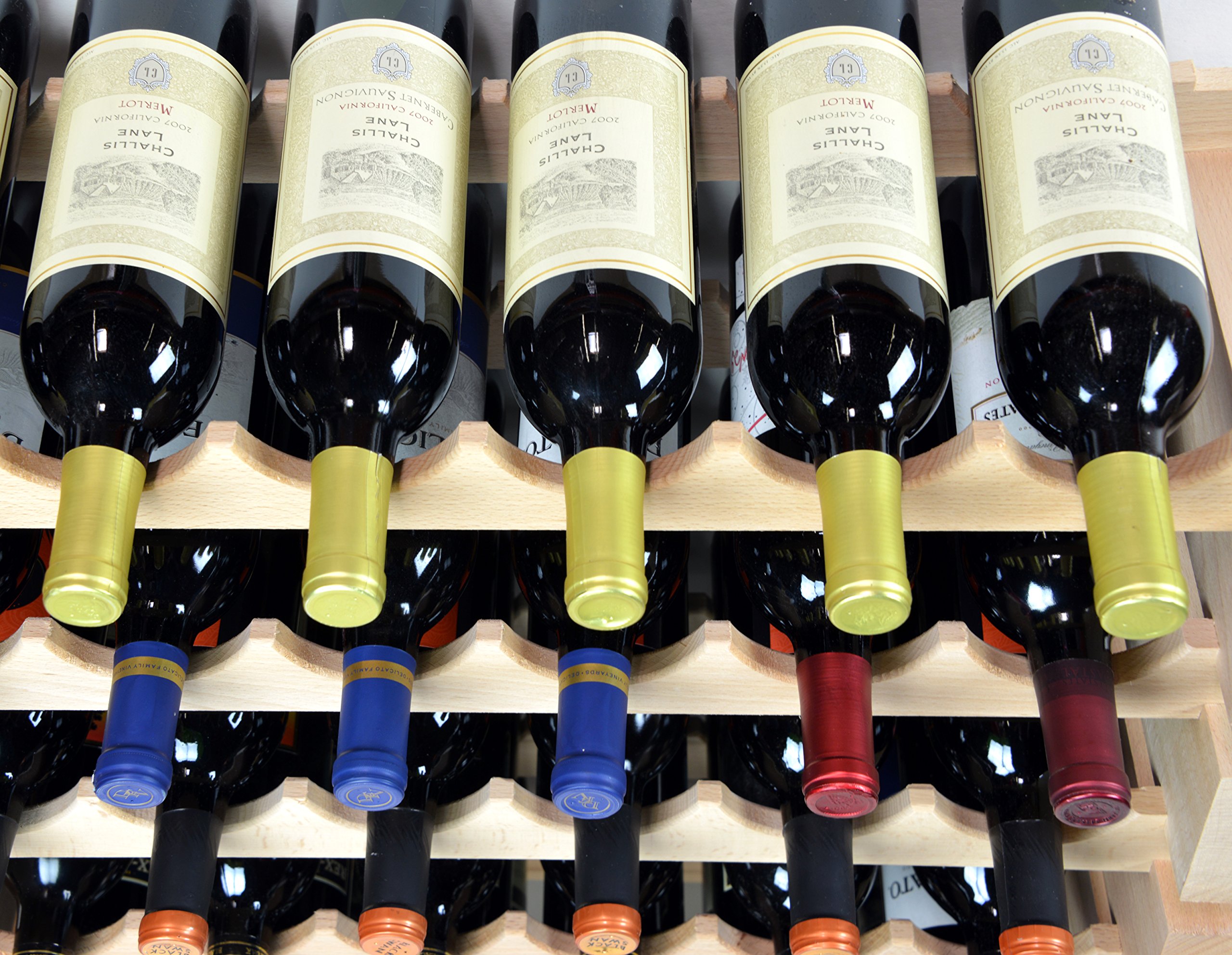 Premium Modular Beechwood Wine Rack - Holds 24 to 72 Bottles (6 Bottles Across, Up to 12 Rows) - Space-Saving Storage Solution for Home Bars, Wine Cellars & Restaurants - Newest Improved Design (24-Bottle 4-Row Starter Set)