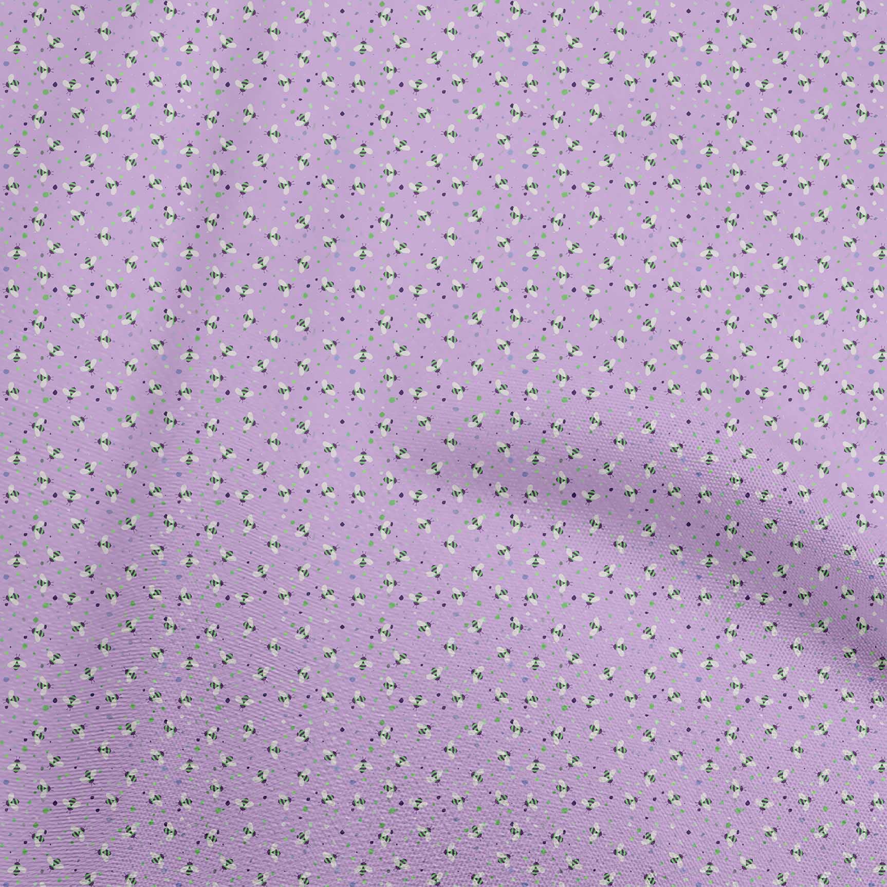 oneOone Silk Tabby Amethyst Fabric - 42 Inch Wide Printed DIY Sewing Material for Kids Clothing, Bees Design - Perfect for Dressmaking, Quilting & Craft Projects