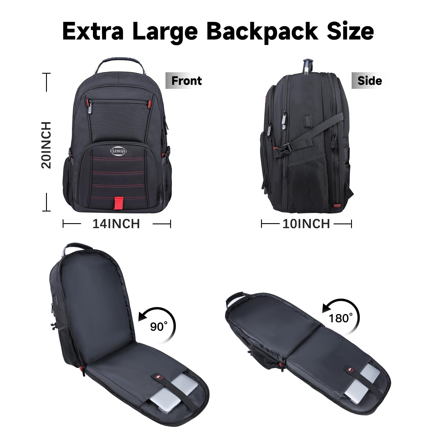 18.4 Inch Large Travel Laptop Backpack for Men, 55L Water Resistant TSA Approved Business Work College School Computer Bag with USB Port - Perfect for Commuting, Travel, and Daily Use