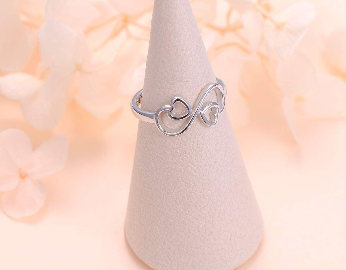 Sterling Silver Infinity Ring for Sister Gift - Size 5-10 - Best Friend Jewelry for Birthdays & Anniversaries