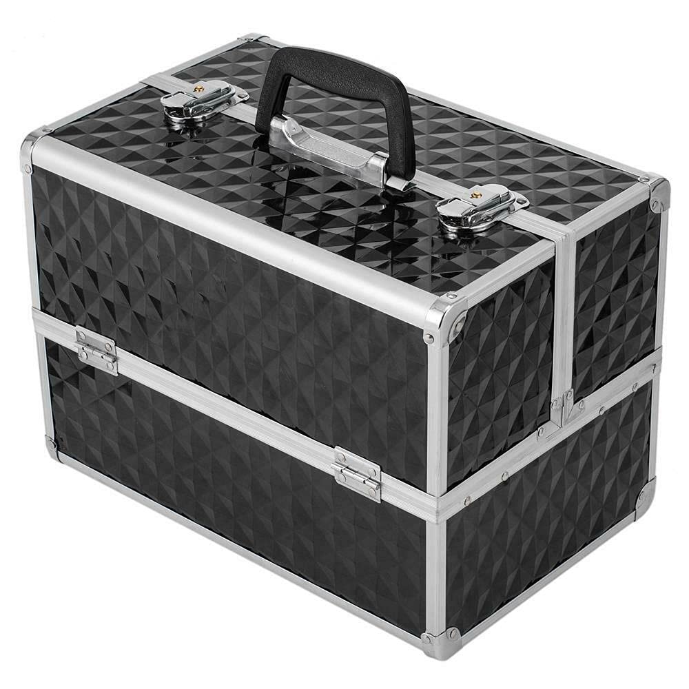 13.5 Inch Silver Makeup Train Case - Large Portable Cosmetic Organizer with Mirror | Professional Makeup Storage for Travel, Salon & Bathroom Vanity | Cosmetic Display Case & Beauty Storage Cabinet