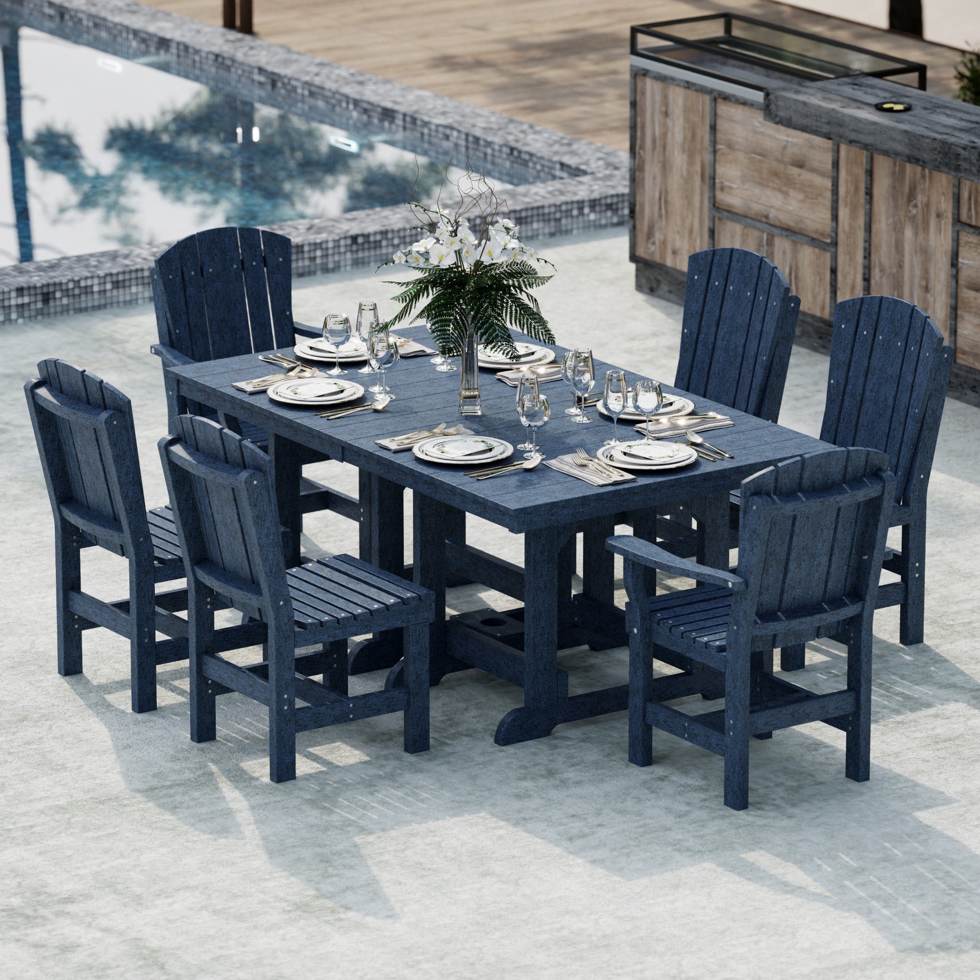 Heritage 7-Piece 44x72 Inch Dining Table Set with Chairs - Perfect for Family Gatherings, Dinner Parties & Outdoor Entertaining