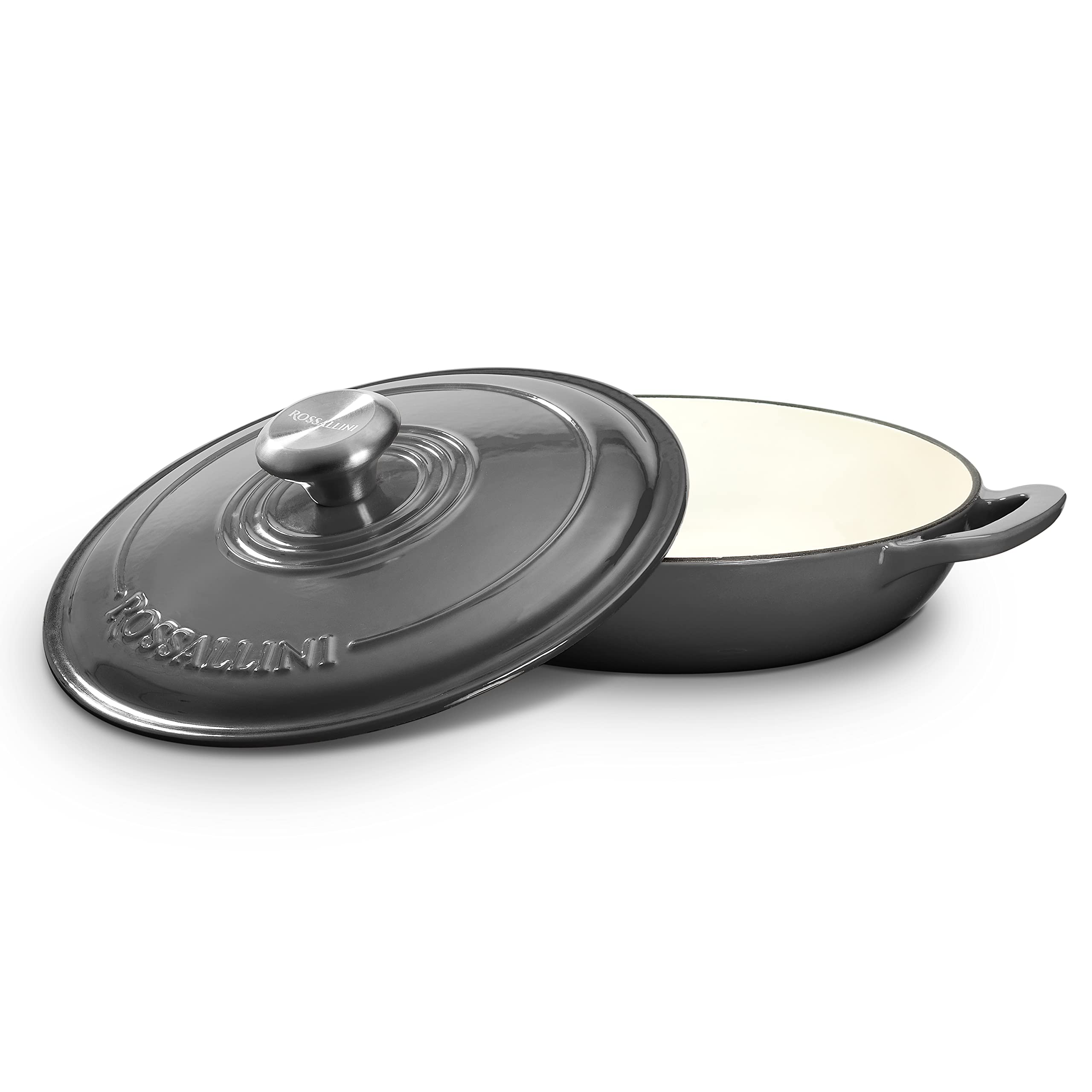 Premium Enameled Cast Iron Braiser with Non-Stick Surface & Tight-Fitting Lid – 3.5Qt (3.3L) Oyster Grey – Ideal for Roasting, Baking, Sautéing, Searing & Pan Frying – Perfect for Family Dinners, Holiday Cooking & Restaurant-Quality Meals