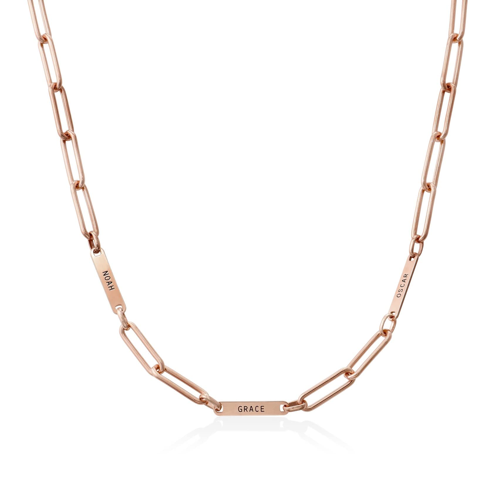 OAK & LUNA Personalized Ivy Paperclip Chain Necklace - Custom Engraved Name Jewelry for Women - Mother's Day, Birthday, Christmas Gift - Perfect for Everyday Wear, Date Nights & Special Occasions