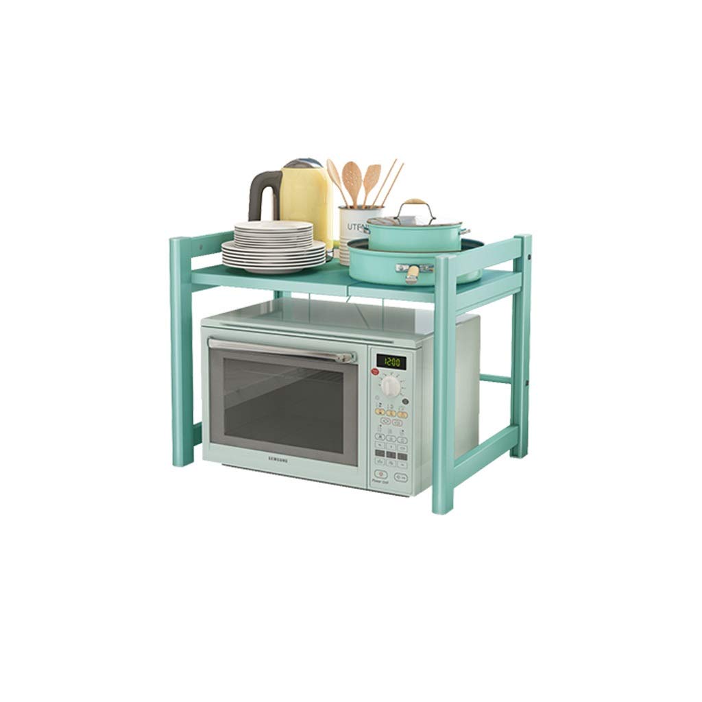 Expandable Retractable Kitchen Shelf Organizer - Microwave Oven Rack, Cabinet & Pantry Storage Solution (Blue/Pink/Black/Green) | Perfect for Small Kitchen Organization, Countertop Space Saving & Cabinet Storage