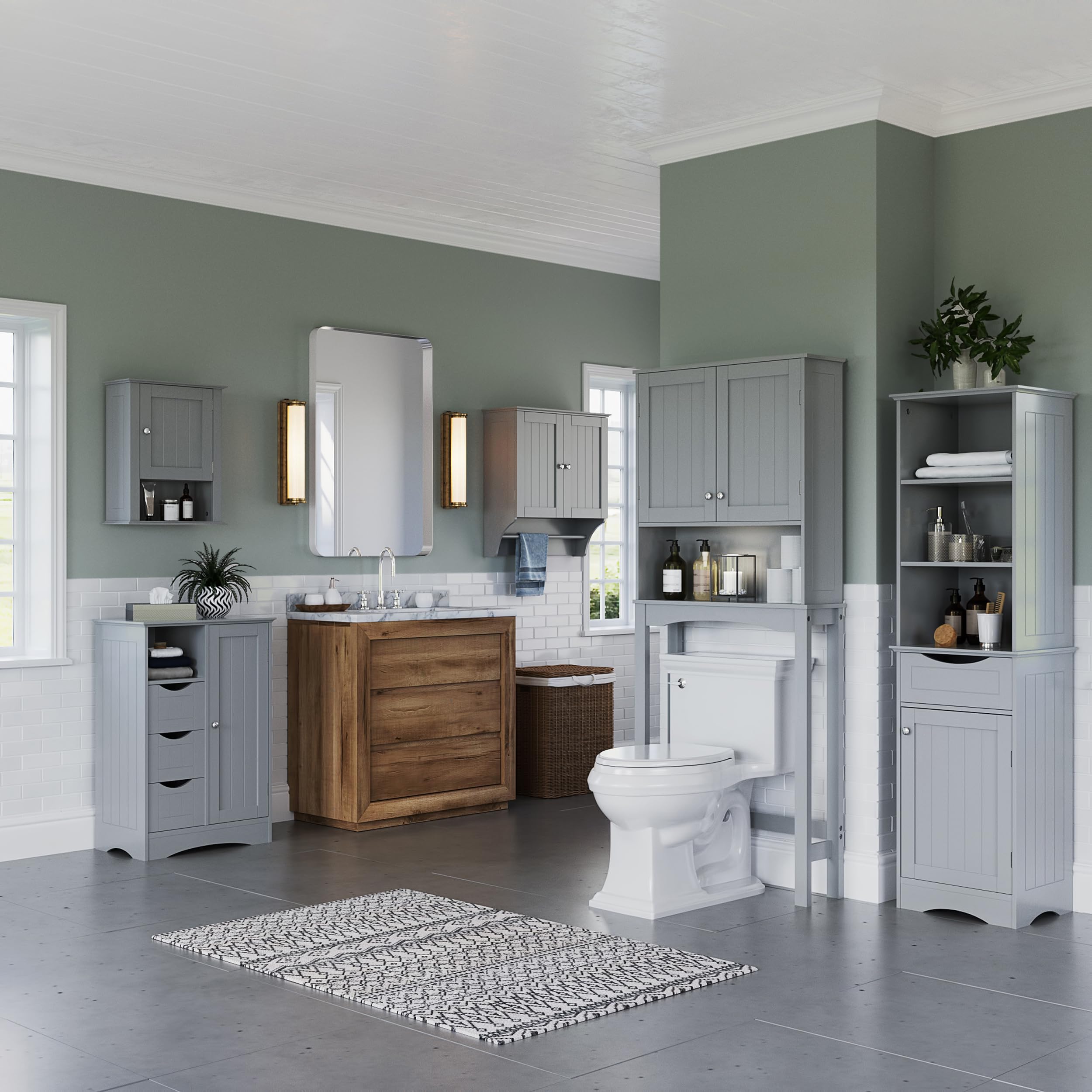 Ashland 2-Door Gray Wall Cabinet for Kitchen & Bathroom Storage